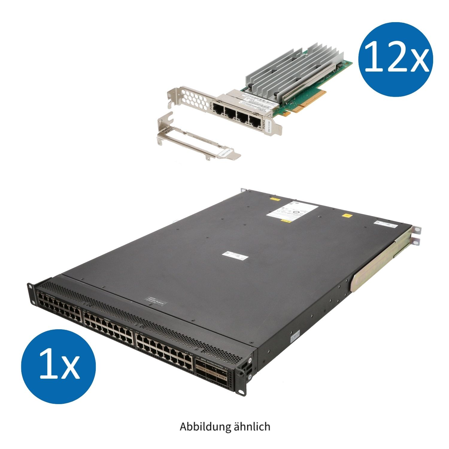 Starterset "XXL" HPE FlexFabric 5940 48x 10GBase-T 6x QSFP28 Front to Back Managed Switch 2x PSU und 12x QLogic QL41134 4x 10GBase-T PCIe Server Ethernet Adapter