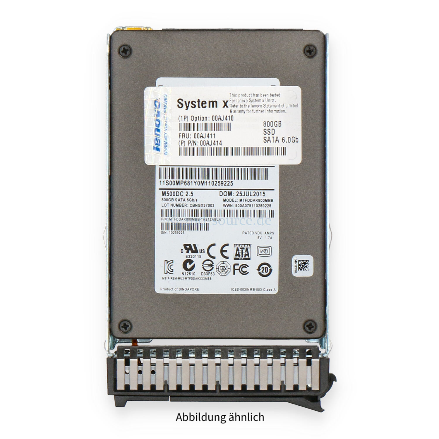 Lenovo 800GB SATA 6G SFF Mixed Use HotPlug SSD 00AJ410 00AJ411 00AJ414