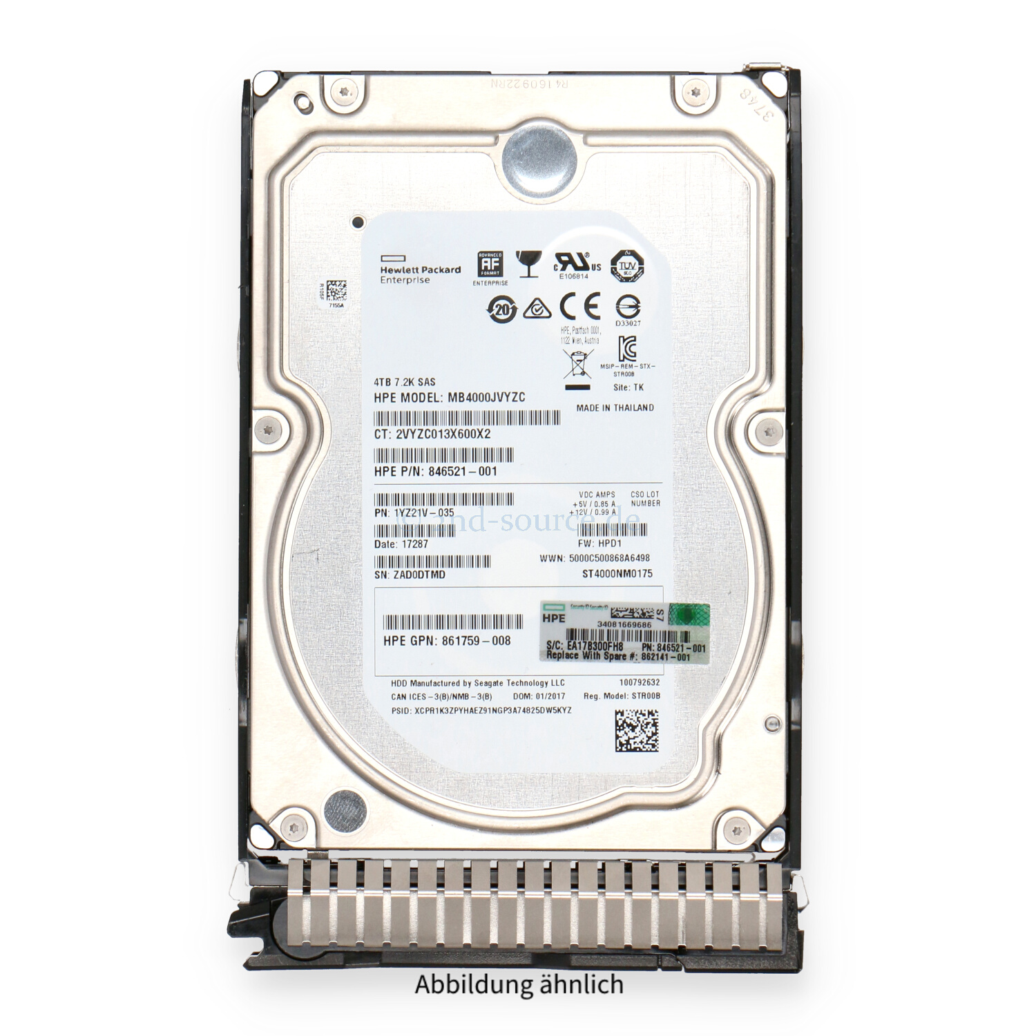 HPE 4TB 7.2k SAS 12G LFF Midline SC HotPlug HDD 861756-B21 862141-001