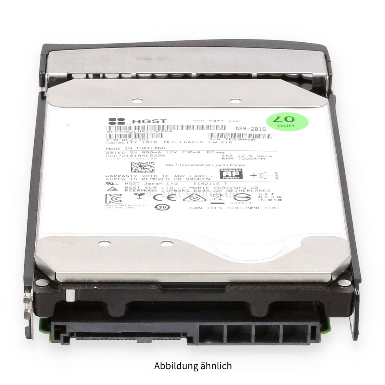 Supermicro 10TB 7.2k SAS 12G LFF HotPlug HDD HDD-A10T-HUH721010AL5200