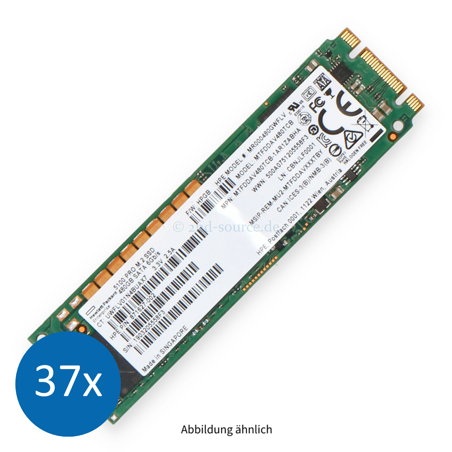 37x HPE 480GB SATA 6G Mixed Use M.2 SSD 875490-B21 875851-001 871627-002