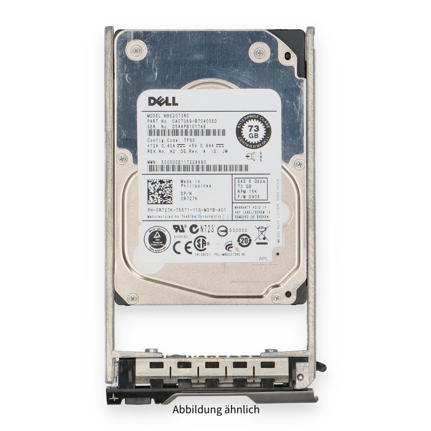 Dell 73GB 15k SAS 6G SFF HotPlug HDD R727K 0R727K