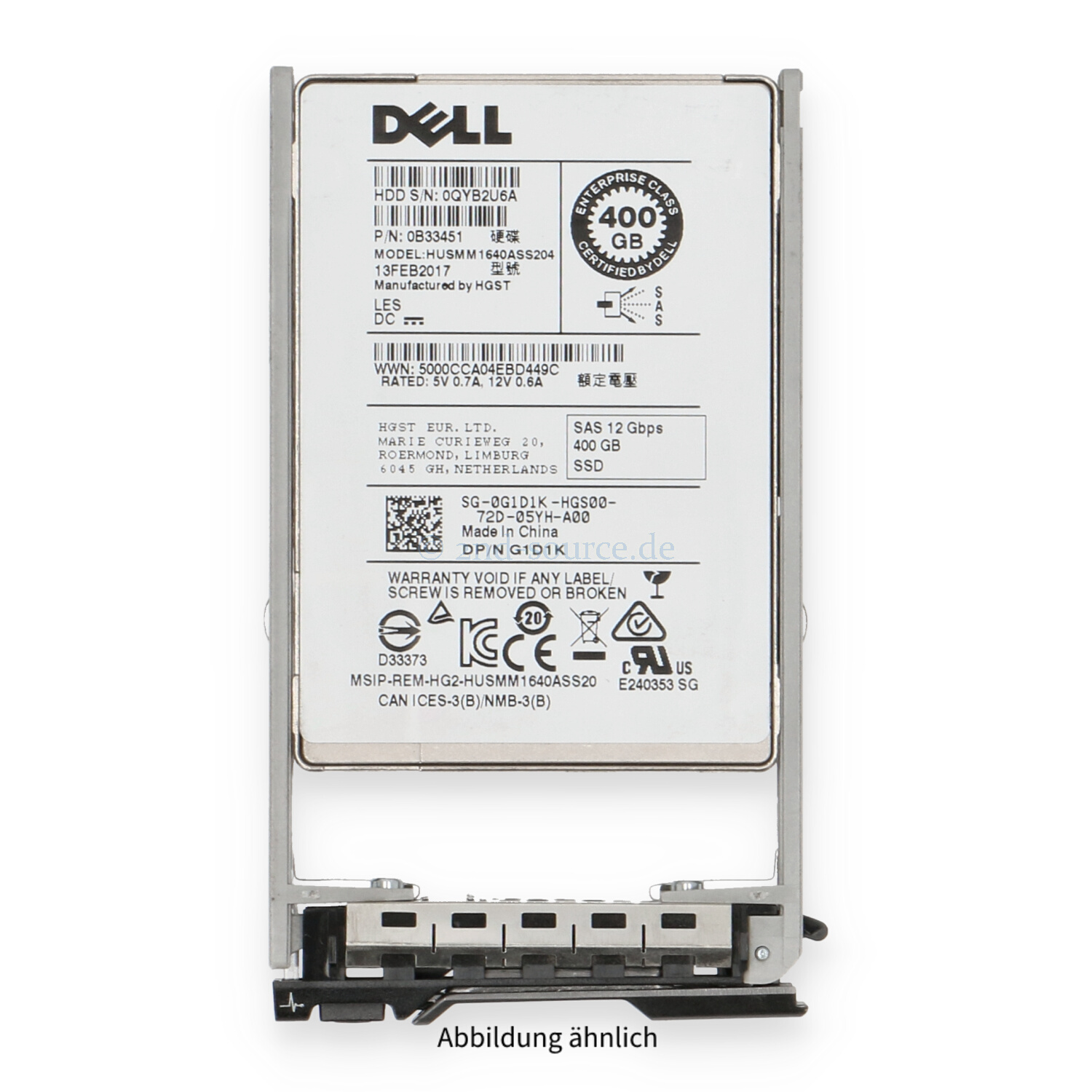 Dell 400GB SAS 12G SFF Write Intensive HotPlug SSD G1D1K 0G1D1K