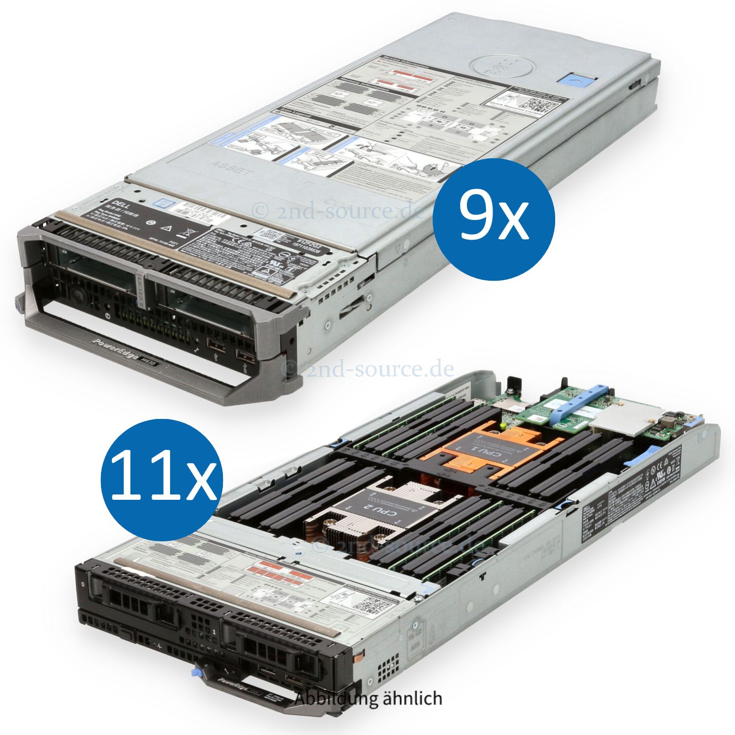 9x Dell M630 Blade und 11x Dell FC630 CTO Server mit diversen Komponenten