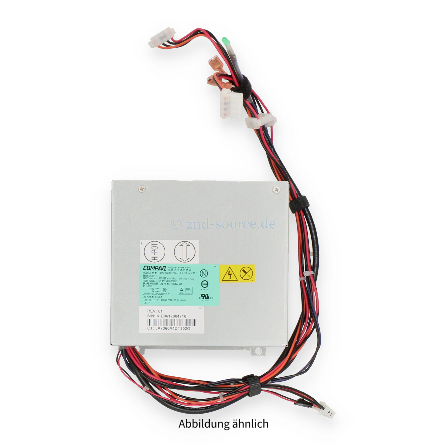 HPE 195W Power Supply DPS-200PB-129 A 406402-001 HPE 195W Power Supply DPS-200PB-129 A 406402-001