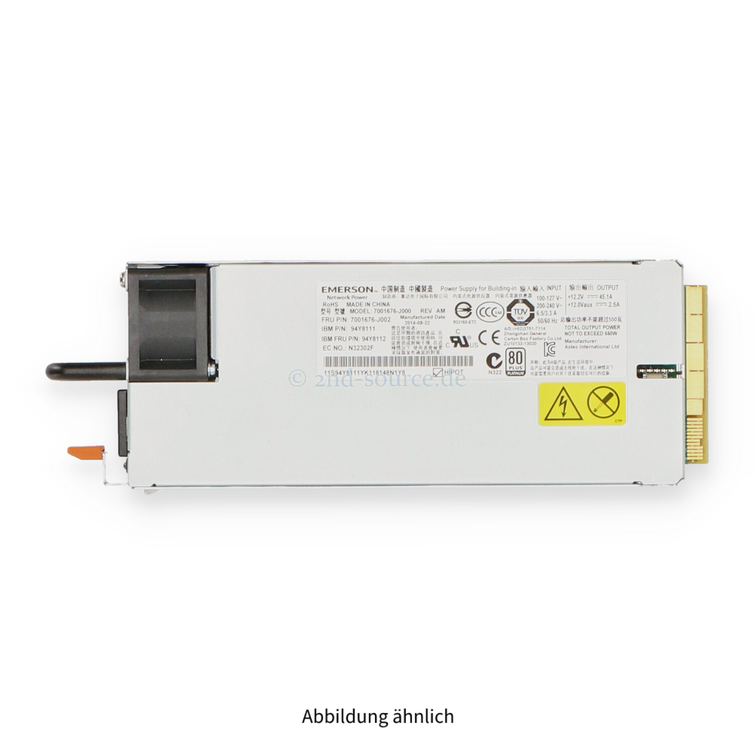 IBM / Lenovo 550W HotPlug Power Supply x3550 x3650 M4 94Y8112 94Y8111