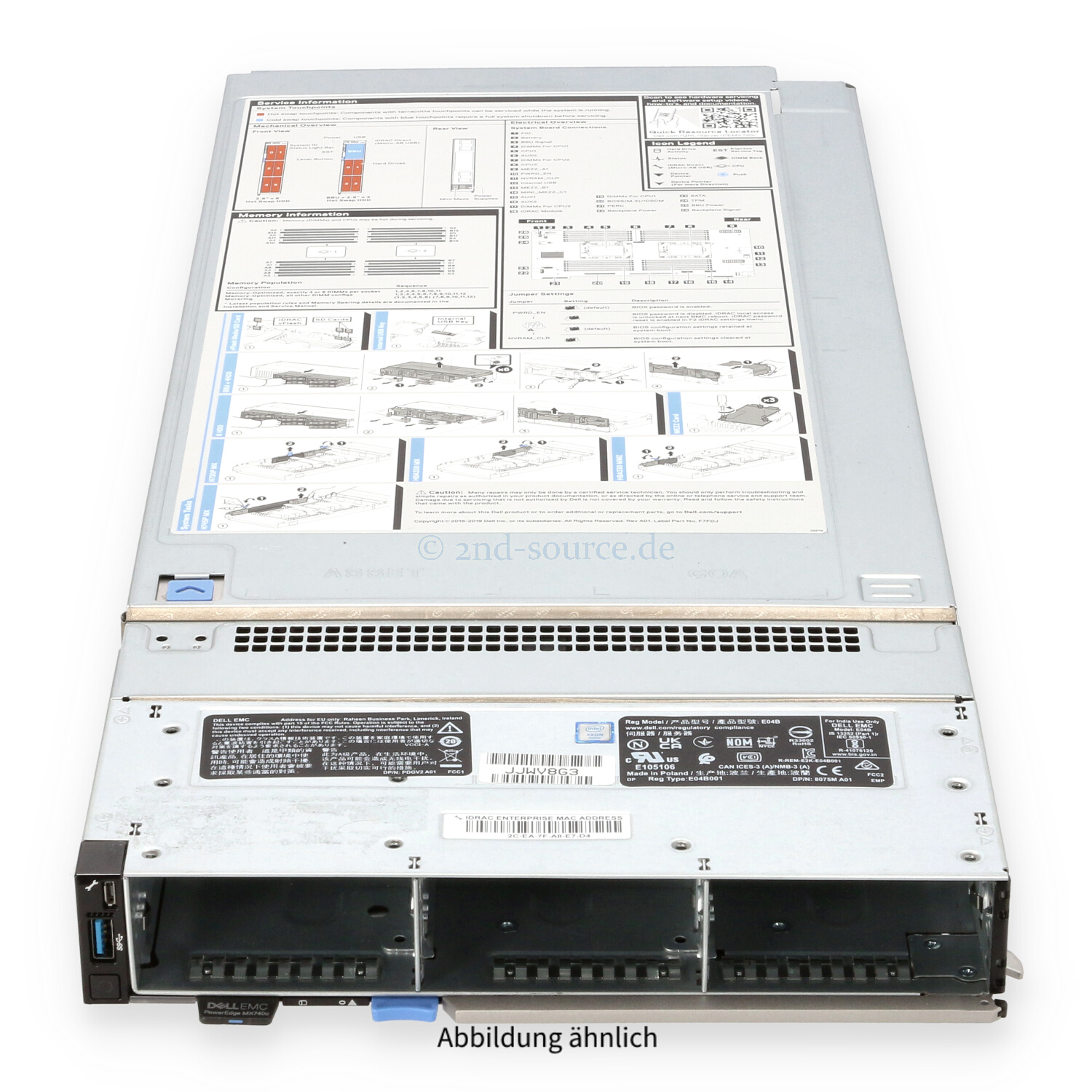 Dell PowerEdge MX740c CTO Chassis X8VC8 0X8VC8 0Y7XY 00Y7XY