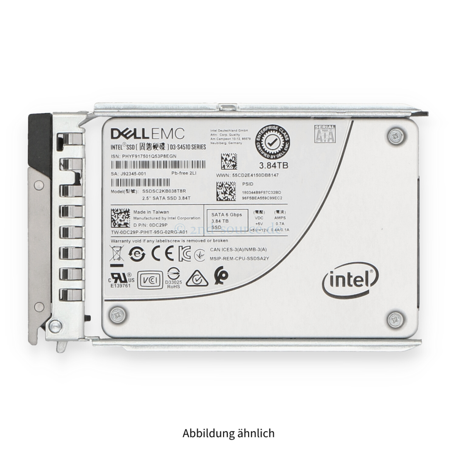 Dell 3.84TB SATA 6G SFF Read Intensive HotPlug SSD DC29P 0DC29P