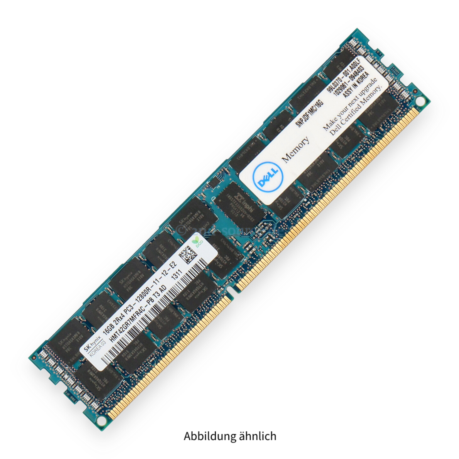 Dell 16GB PC3-12800R DIMM Dual Rank x4 (DDR3-1600) Registered ECC SNPJDF1MC/16G