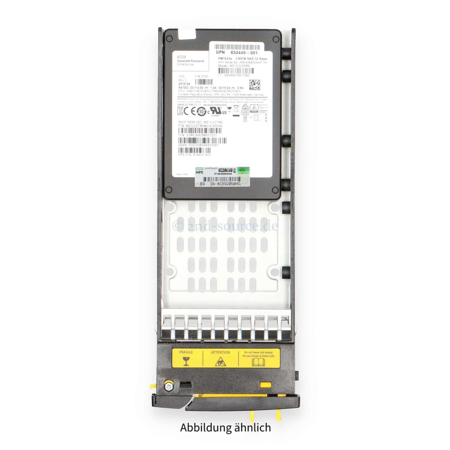 HPE 3PAR 3.84TB SAS 12G SFF Read Intensive FIPS HotPlug SSD M0T66A 879397-001