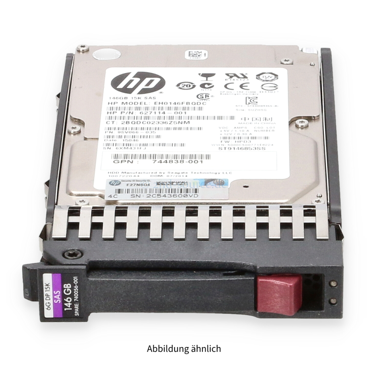 HPE 146GB 15k SAS 6G SFF HotPlug HDD AP877A 512744-001