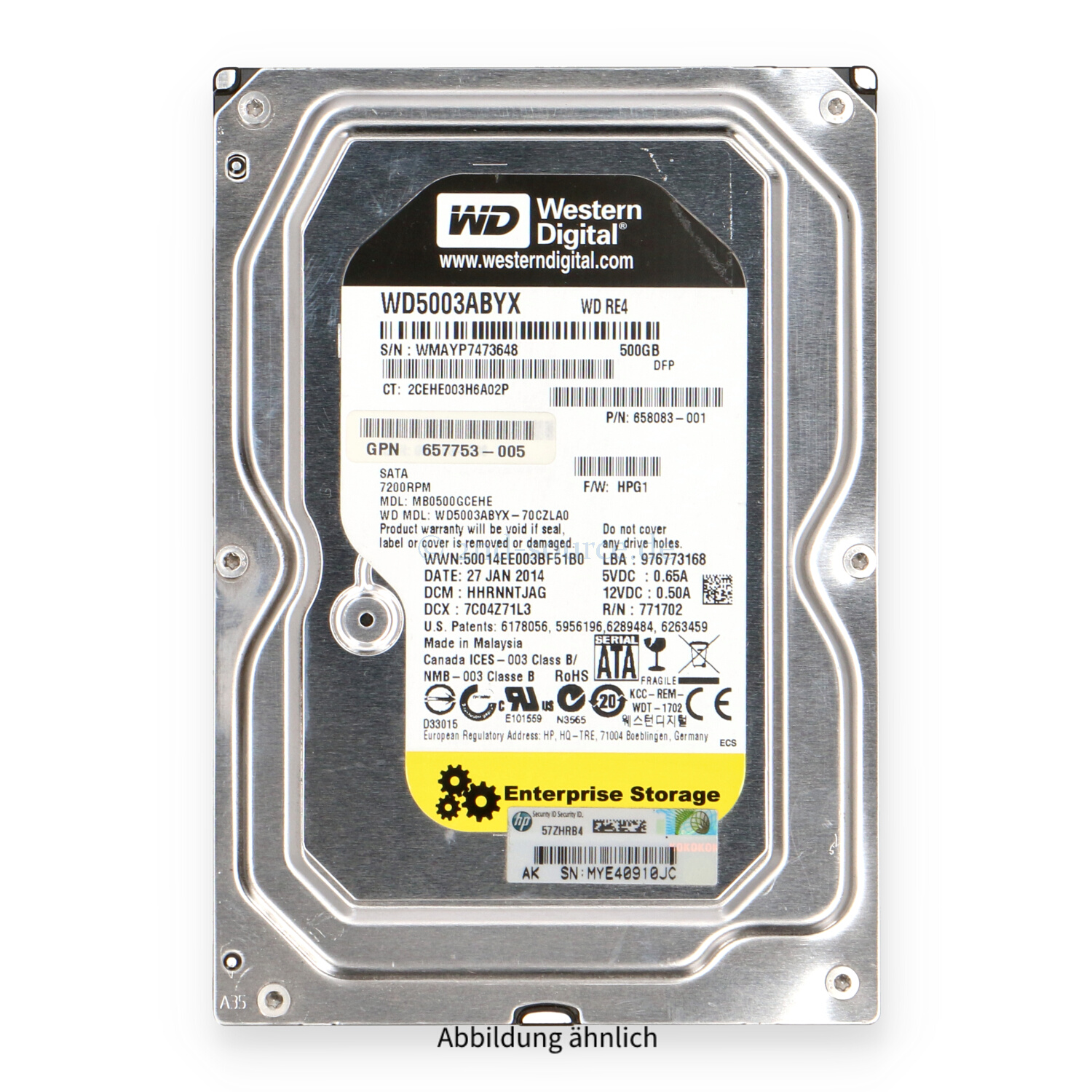 HPE 500GB 7.2k SATA 3G LFF HDD 658083-001