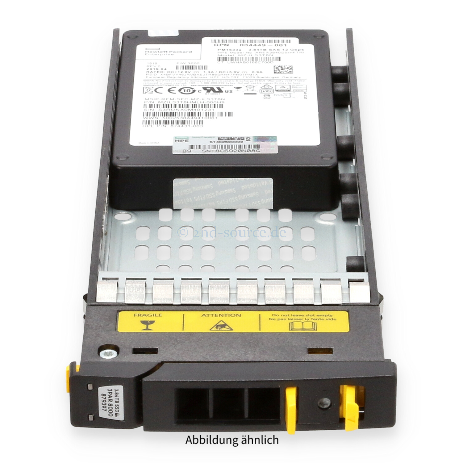 HPE 3PAR 3.84TB SAS 12G SFF Read Intensive FIPS HotPlug SSD M0T66A 879397-001