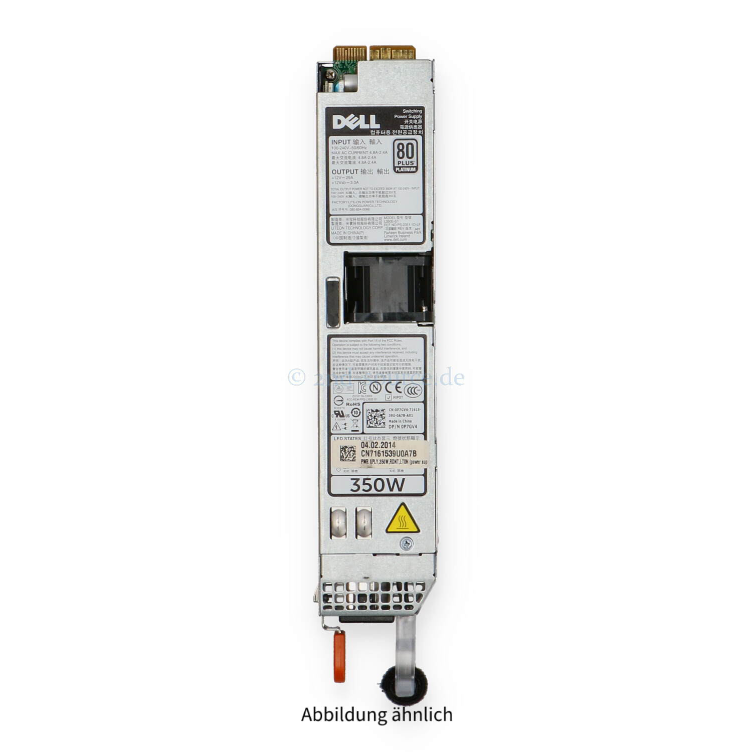 Dell 350W 80 Plus Platinum HotPlug Power Supply R320 R420 P7GV4 0P7GV4