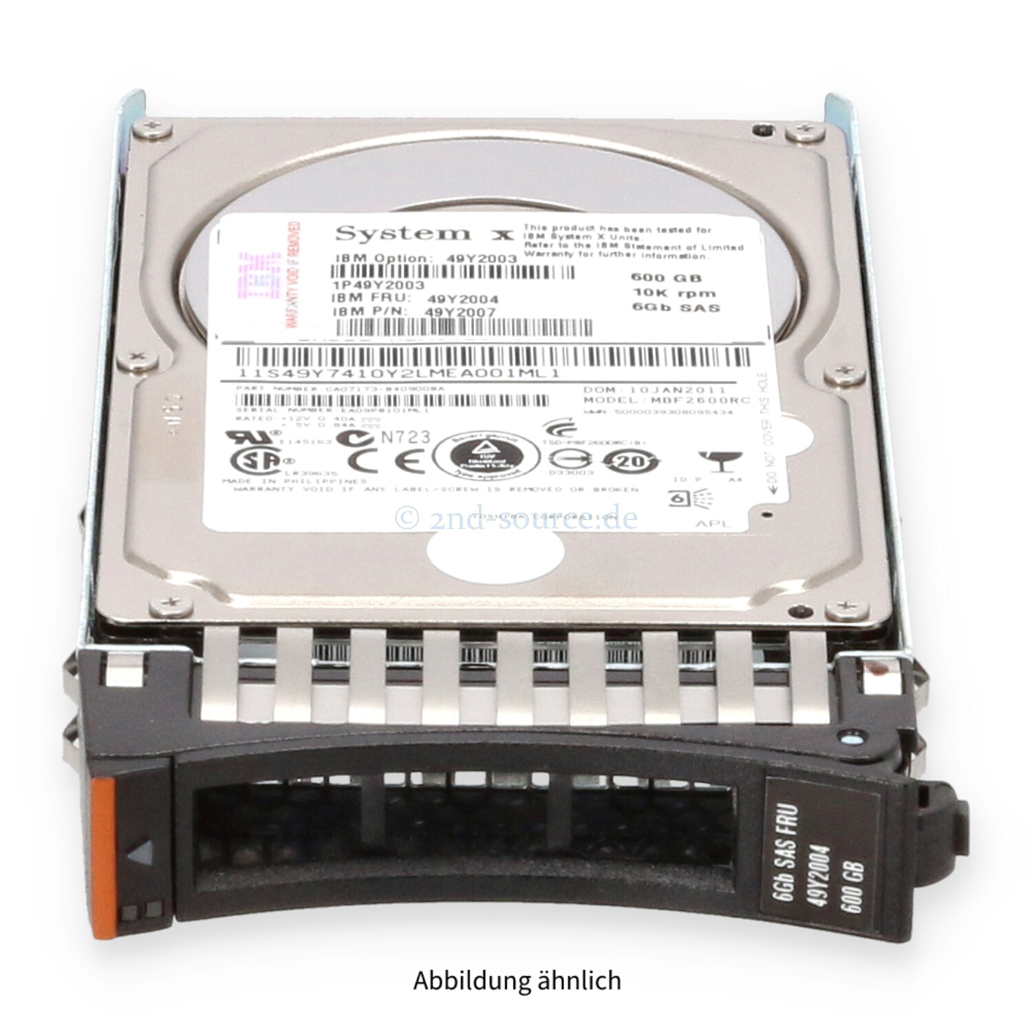 IBM 600GB 10k SAS 6G SFF HotPlug HDD x3550 M2 M3 x3650 M2 M3 49Y2003 49Y2004 49Y2007