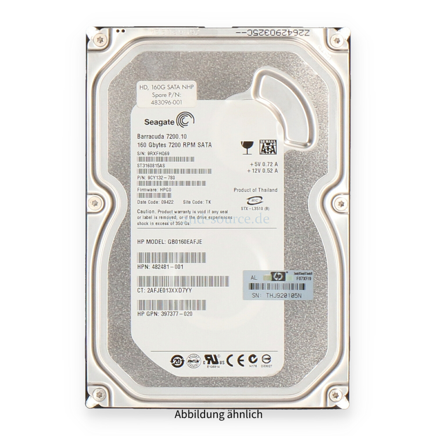 HPE 160GB 7.2k SATA 3G LFF HDD 458947-B21 483096-001