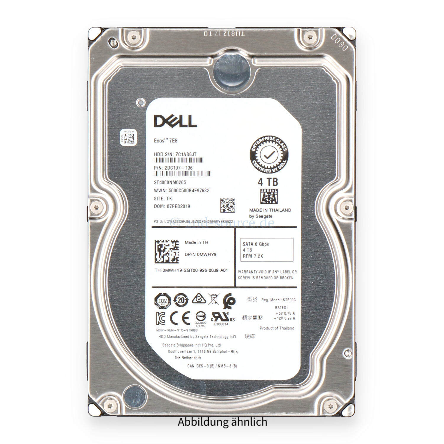 Dell 4TB 7.2k SATA 6G LFF HDD 400-AUUX MWHY9 0MWHY9