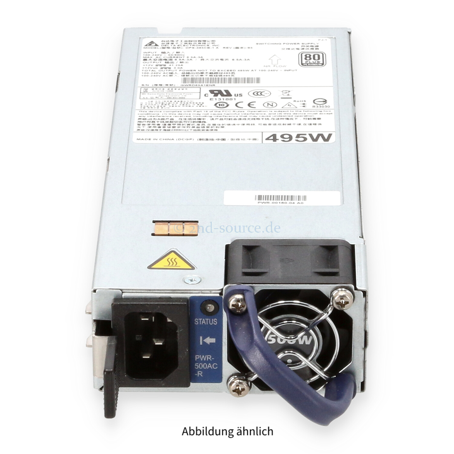 Arista 500W AC Rear-to-Front Airflow HotPlug Power Supply PWR-500AC-R 7060CX