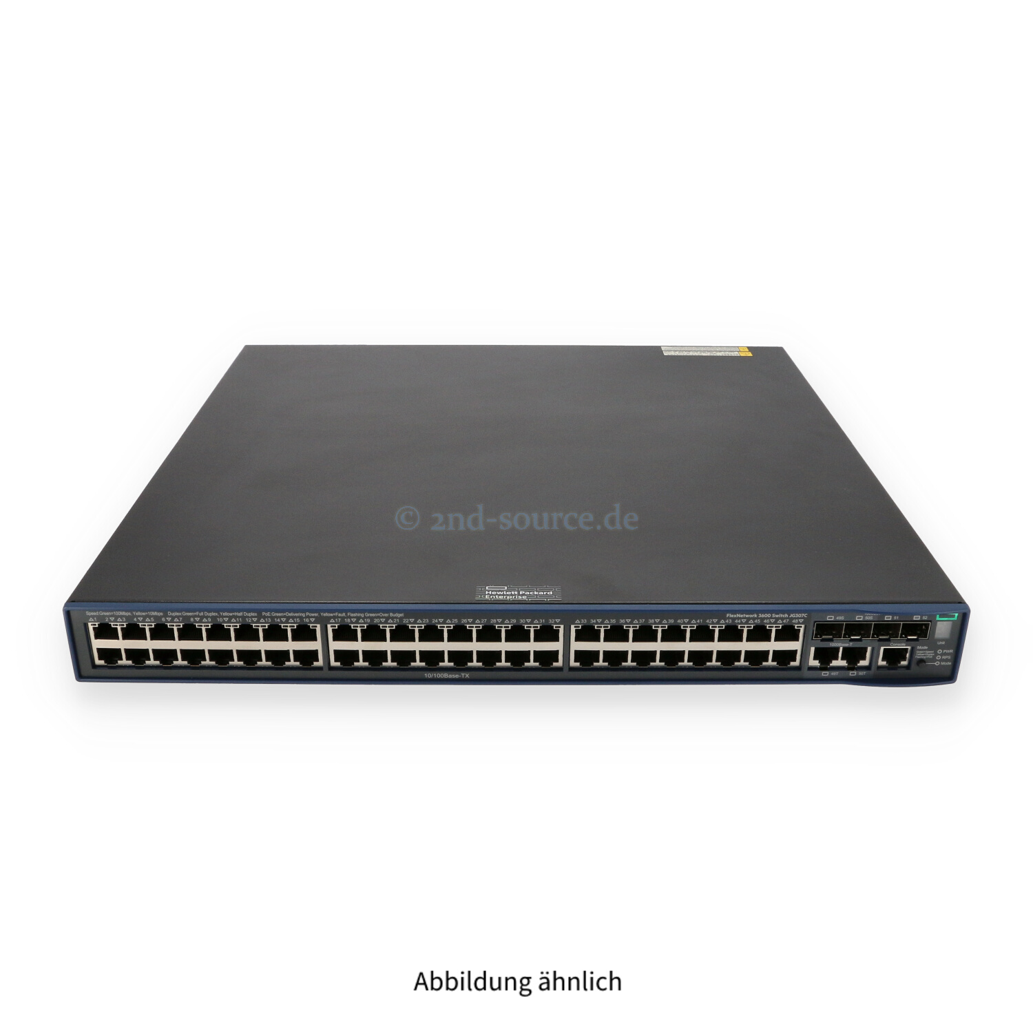 HPE FlexNetwork 3600-48G-PoE+ v2 SI 48x 10/100Base-T PoE+ 4x SFP 1GbE 2x Dual-Personality 1GbE Managed Switch JG307C JG307-61301