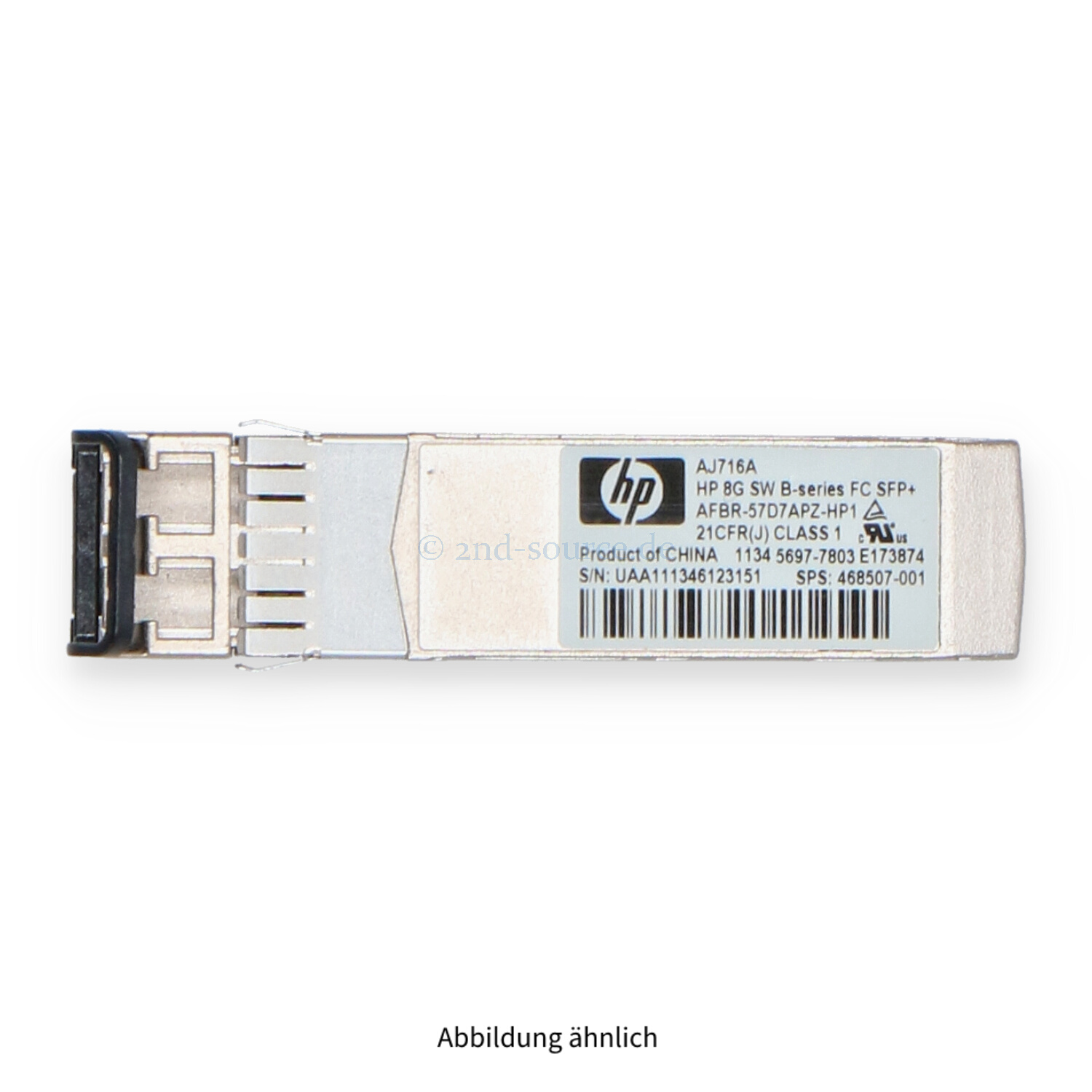 HPE 8GB Shortwave FC SFP+ Transceiver Module AJ716A 468507-001 HPE 8GB Shortwave FC SFP+ Transceiver Module AJ716A 468507-001