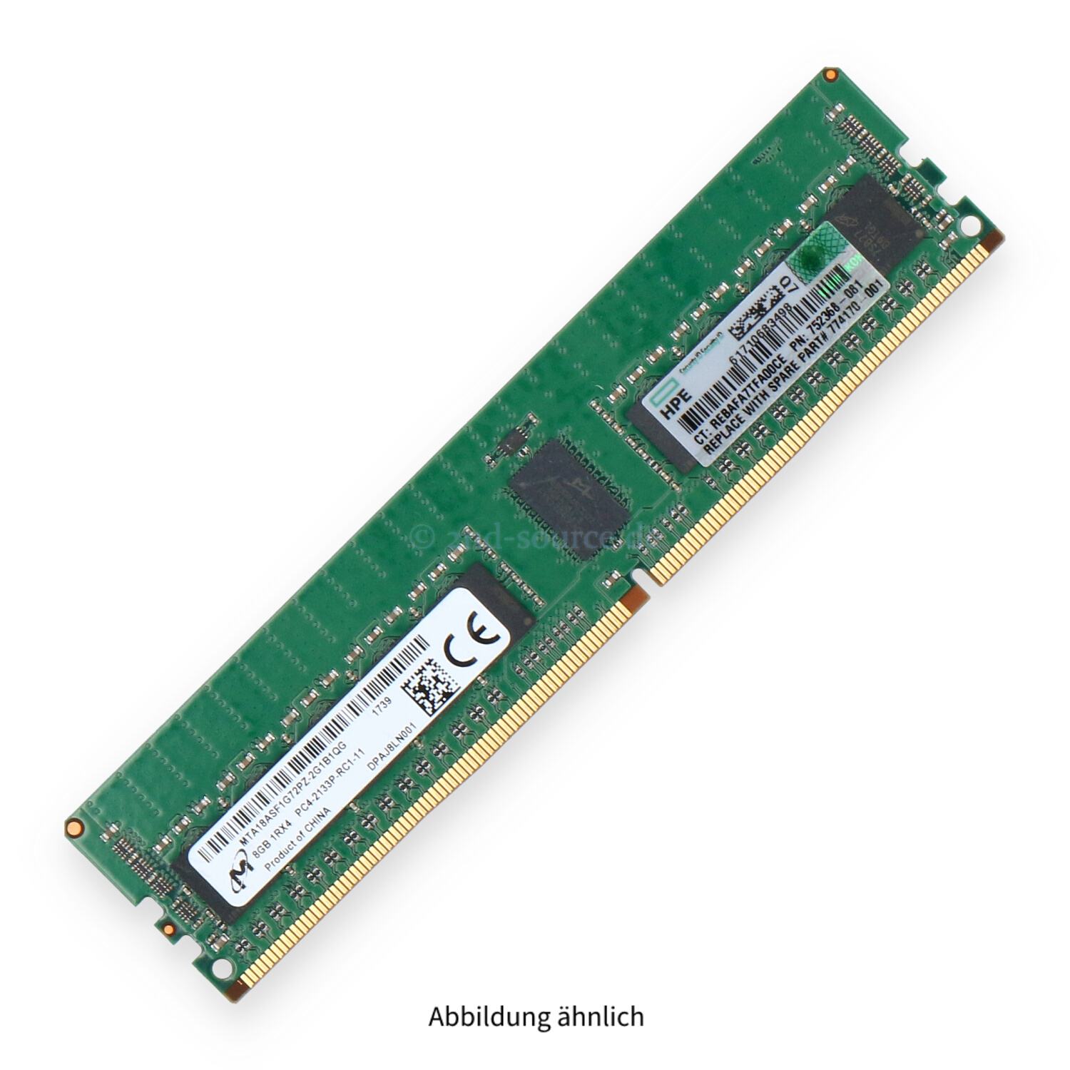 HPE 8GB PC4-17000P-R DIMM Single Rank x4 (DDR4-2133) Registered ECC 726718-B21 774170-001 752368-081