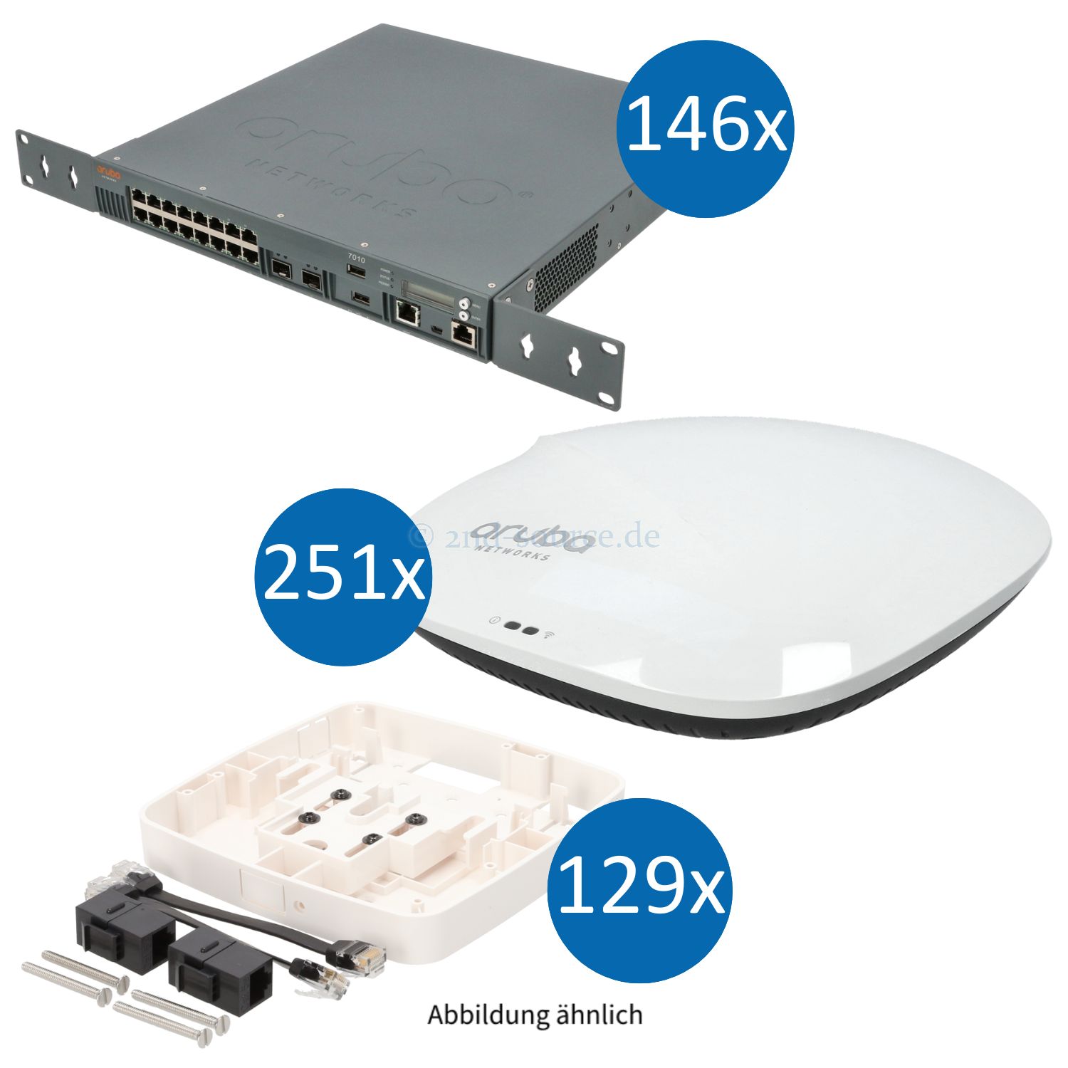 HPE Aruba WLAN Bundle - 146x 7010 Controller und 251x Access Point AP-315 inkl. 129x Wandhalterung