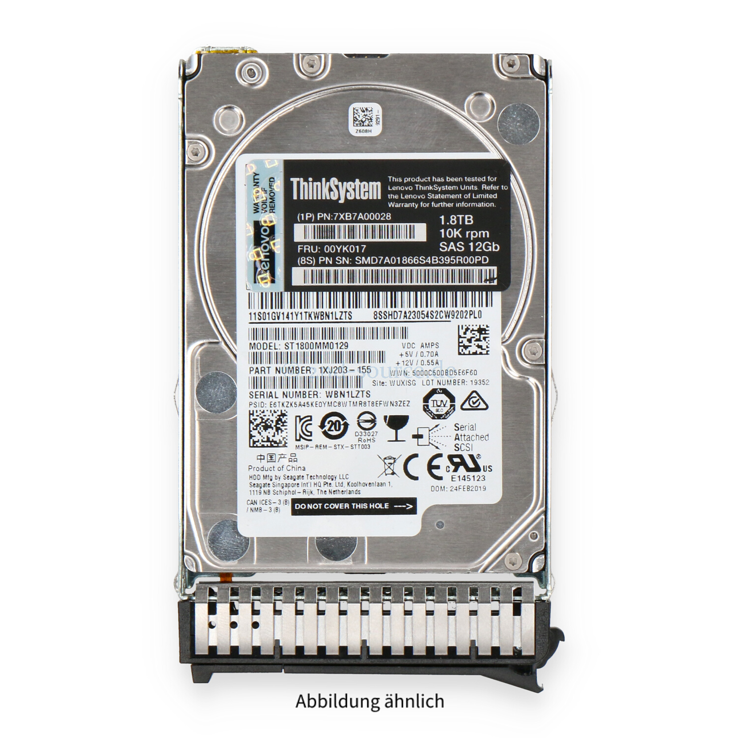 Lenovo 1.8TB 10k SAS 12G SFF HotPlug HDD 7XB7A00028 00YK017 SH27A01428