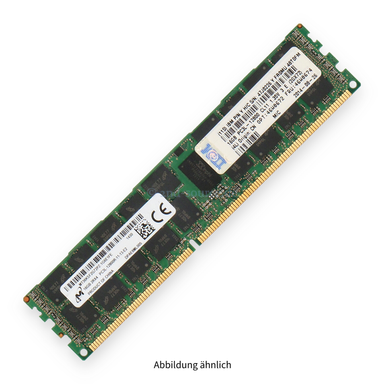 IBM 16GB PC3L-12800R DIMM Dual Rank x4 (DDR3-1600) Registered ECC 46W0672 46W0674 47J0226