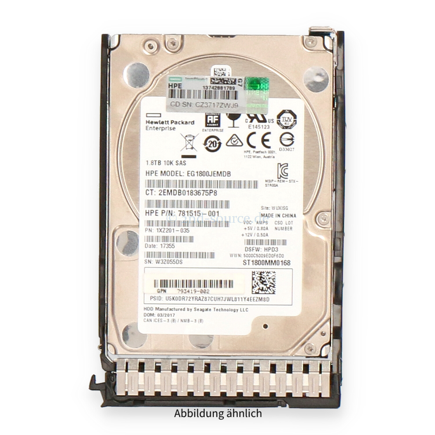 HPE 1.8TB 10k SAS 12G SFF Enterprise SC HotPlug HDD 791034-B21 791055-001