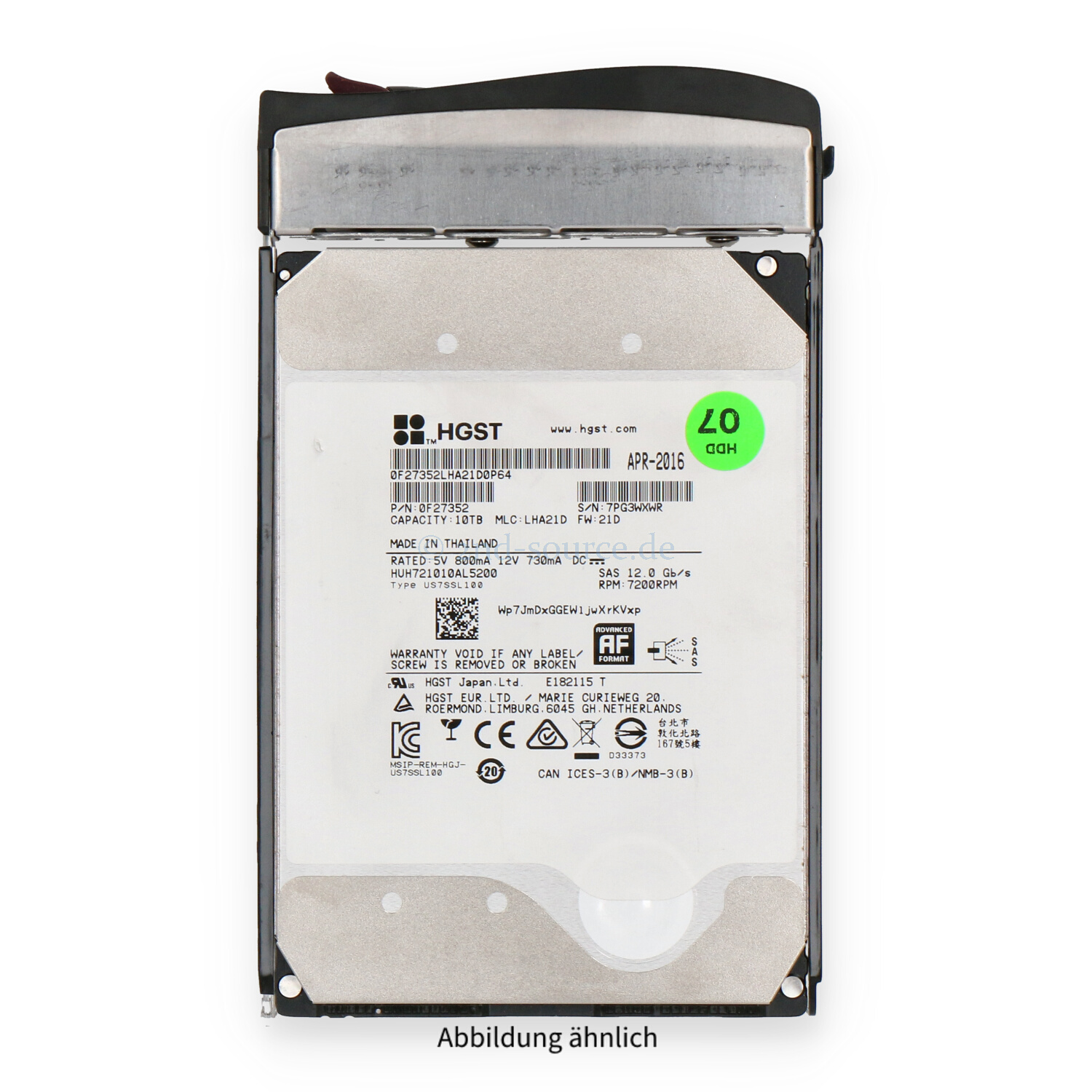 Supermicro 10TB 7.2k SAS 12G LFF HotPlug HDD HDD-A10T-HUH721010AL5200