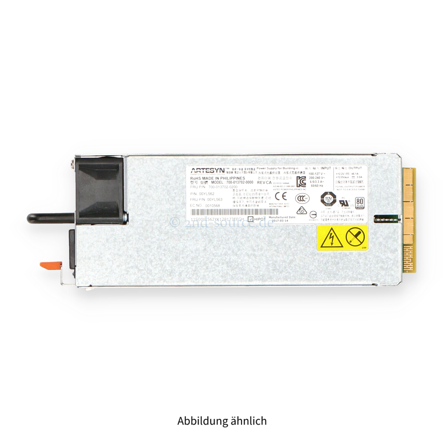 Lenovo 550W Hot Plug Power Supply 00YL563 00YL562