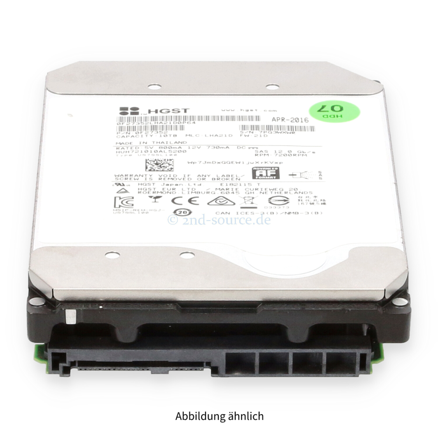 HGST Ultrastar 10TB 7.2k SAS 12G LFF HDD HUH721010AL5200 HGST Ultrastar 10TB 7.2k SAS 12G LFF HDD HUH721010AL5200