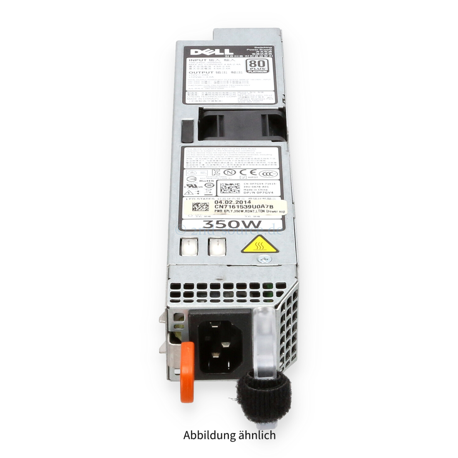 Dell 350W 80 Plus Platinum HotPlug Power Supply R320 R420 P7GV4 0P7GV4