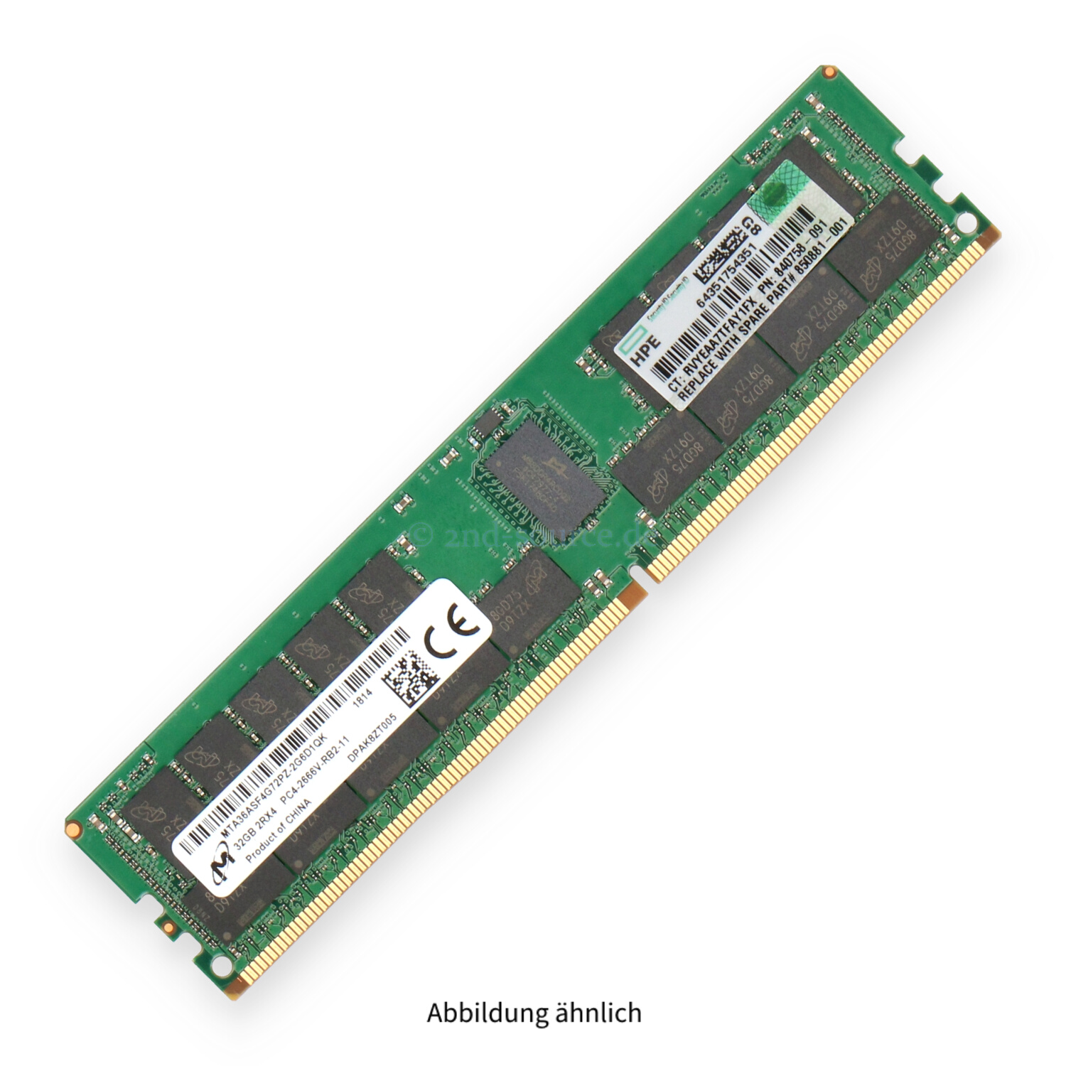 HPE 32GB PC4-21300V-R DIMM Dual Rank x4 (DDR4-2666) Registered ECC 815100-B21 850881-001 840758-091