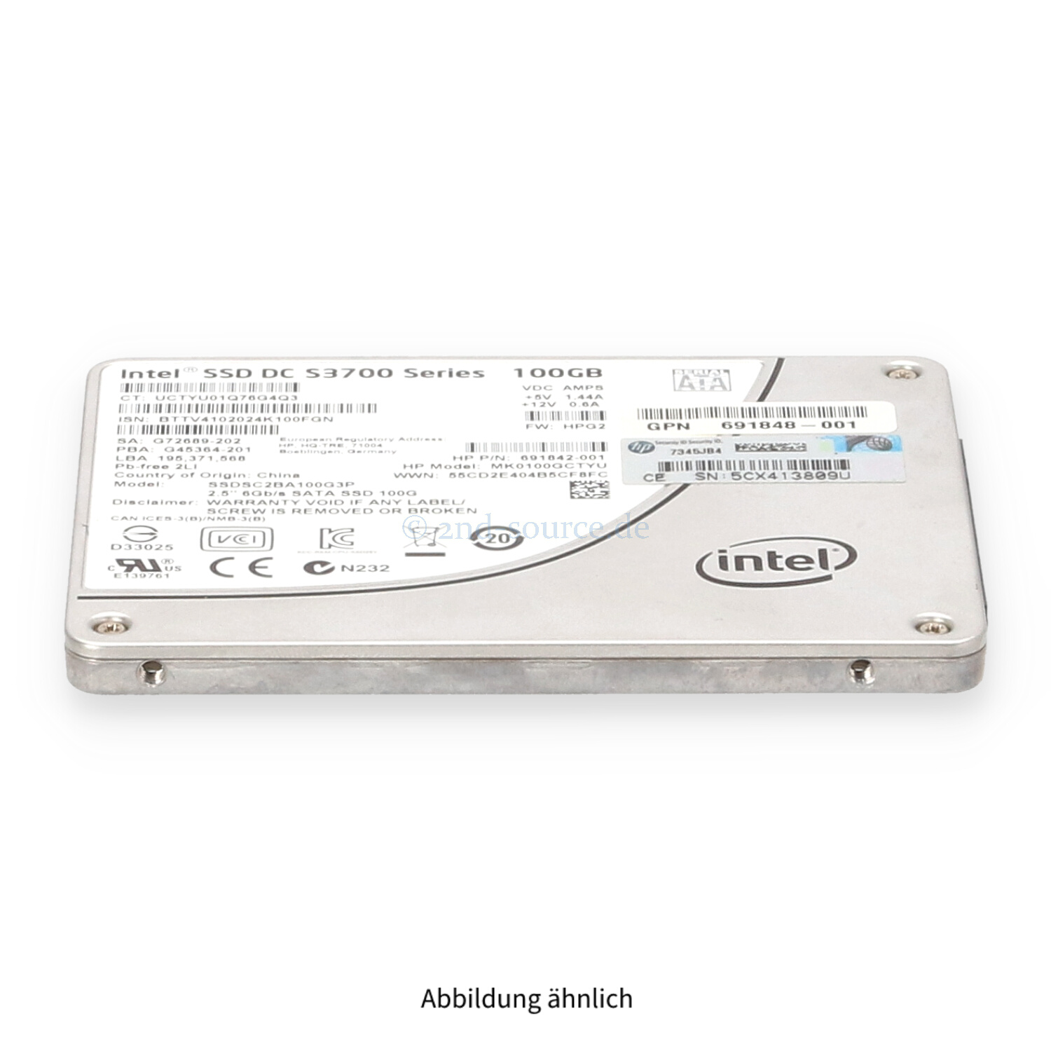 HPE 100GB SATA 6G SFF Mainstream Endurance SSD 692164-001