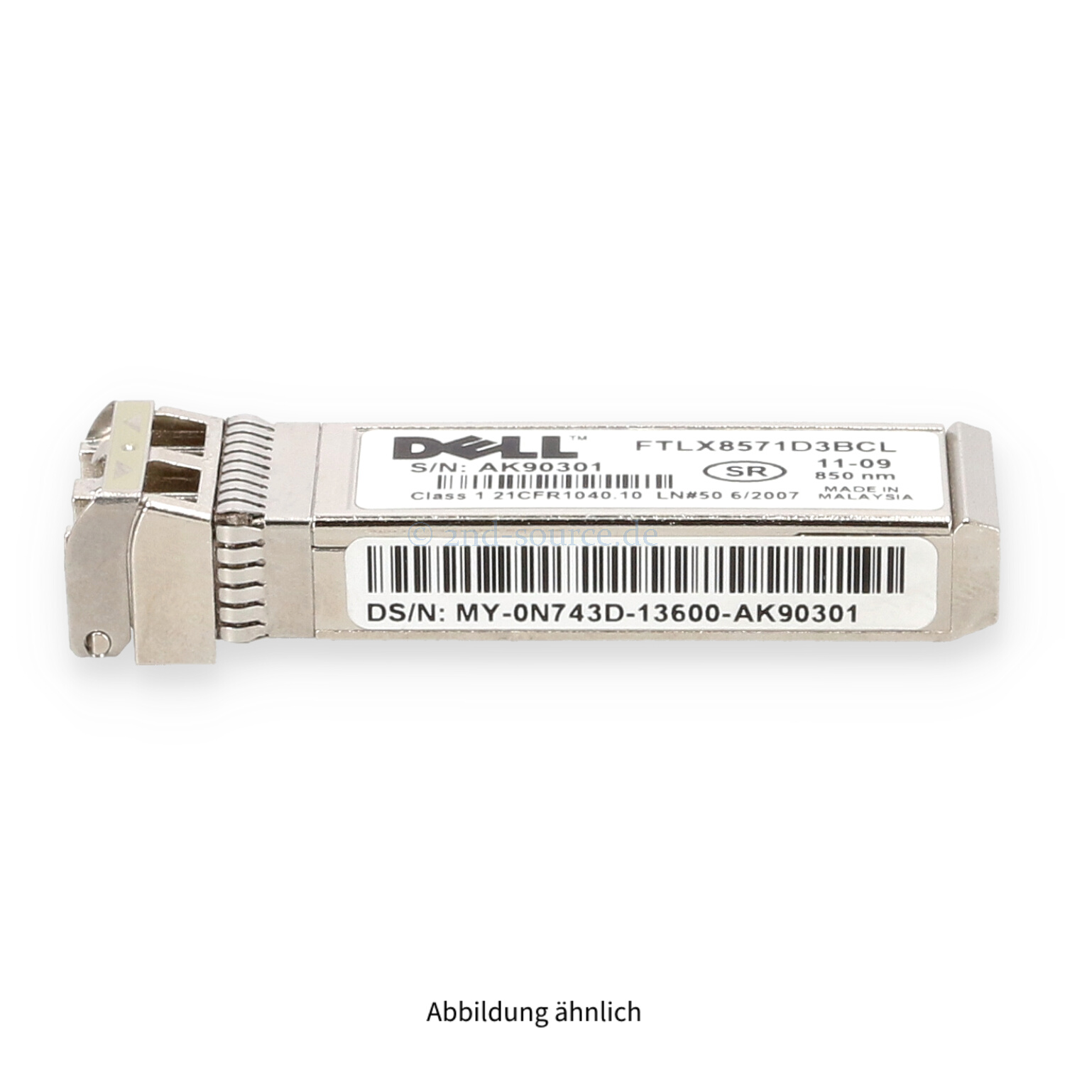 Dell 10GBase-SR/SW SFP+ 850nm Ethernet Transceiver Module 0N743D Dell 10GBase-SR/SW SFP+ 850nm Ethernet Transceiver Module 0N743D