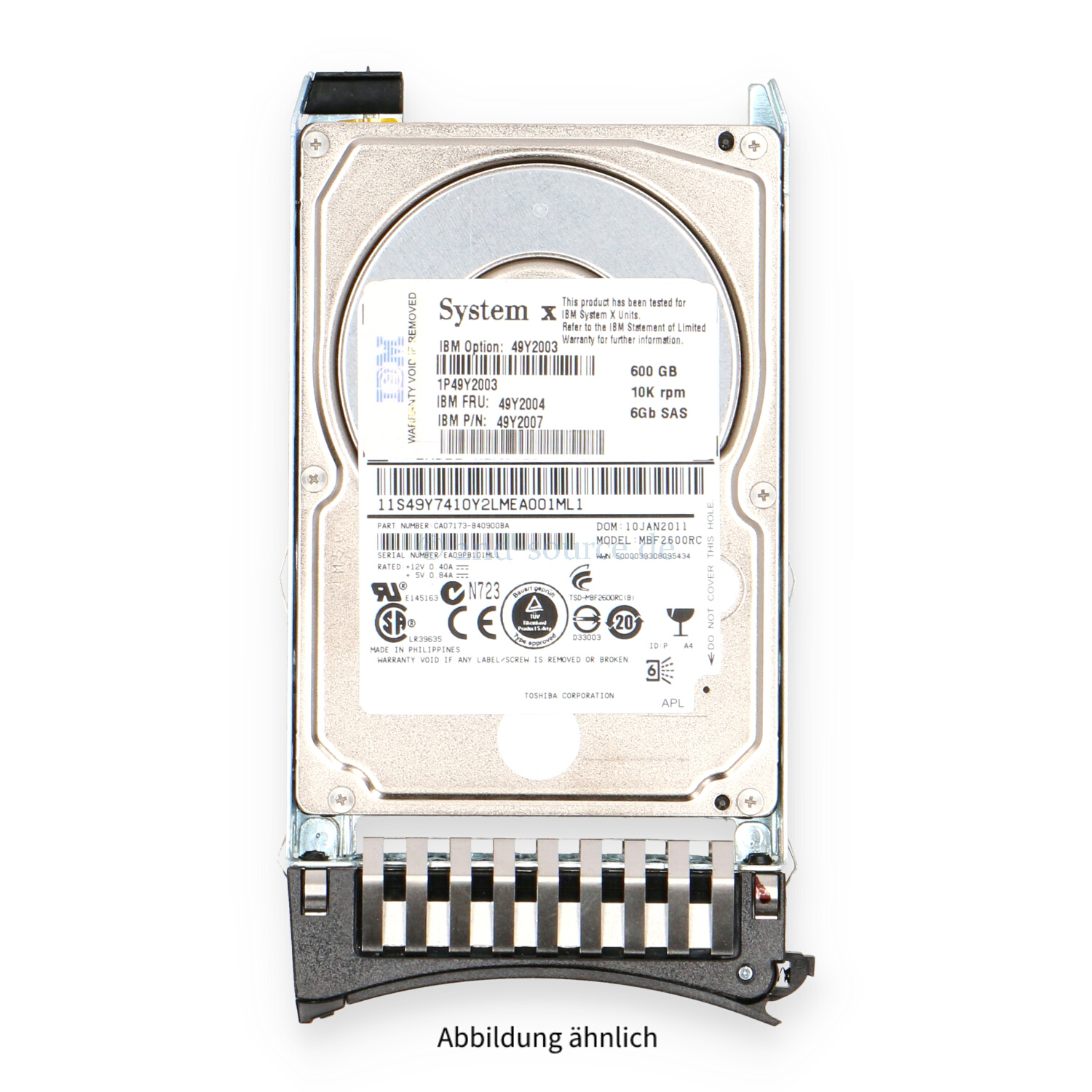 IBM 600GB 10k SAS 6G SFF HotPlug HDD x3550 M2 M3 x3650 M2 M3 49Y2003 49Y2004 49Y2007