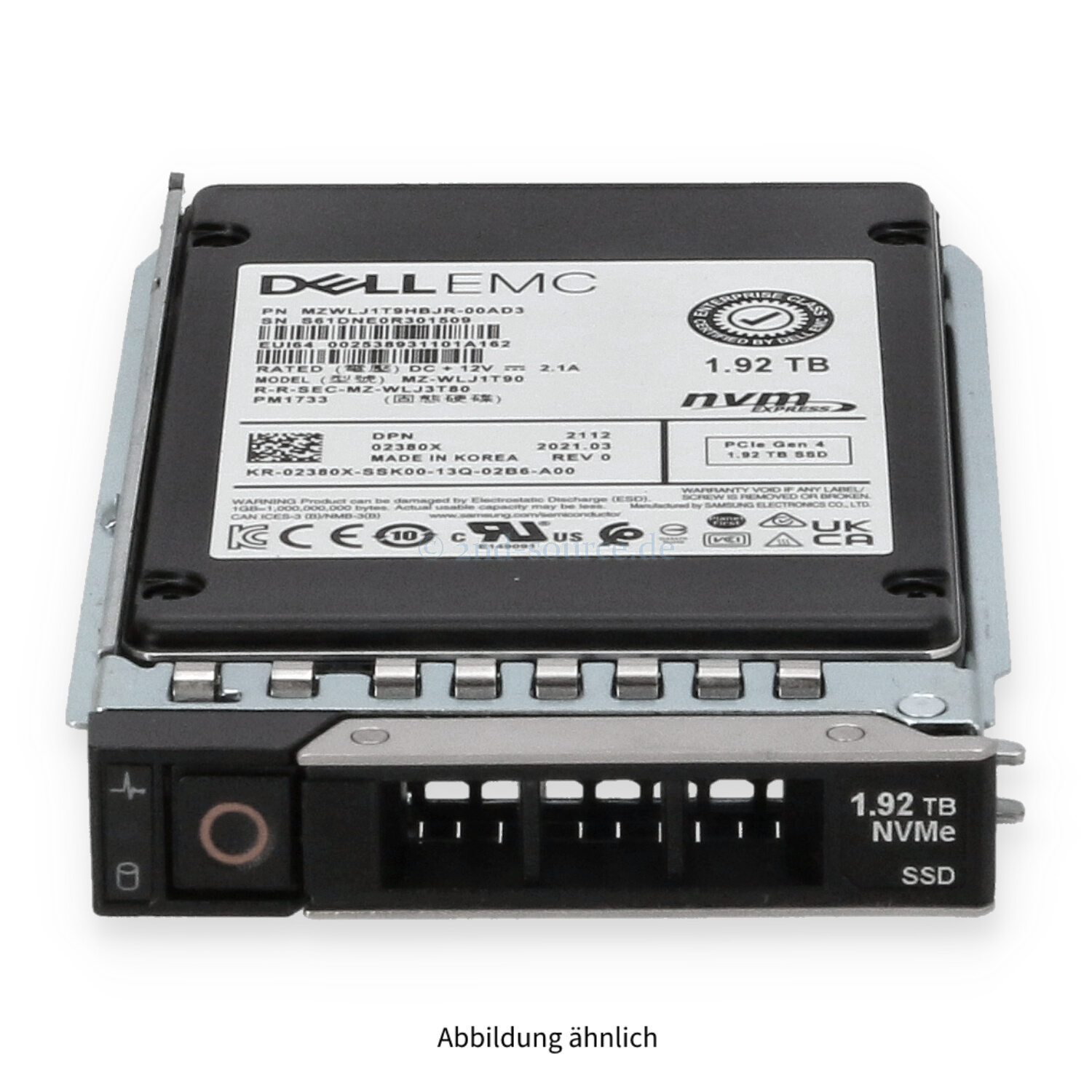 Dell 1.92TB NVMe PCIe x4 U.2 SFF HotPlug SSD 2380X 02380X