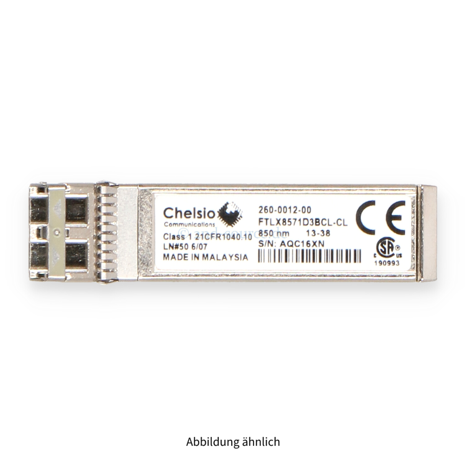 Chelsio 10GB Shortwave FC SFP+ Transceiver Module FTLX8571D3BCL-CL Chelsio 10GB Shortwave FC SFP+ Transceiver Module FTLX8571D3BCL-CL