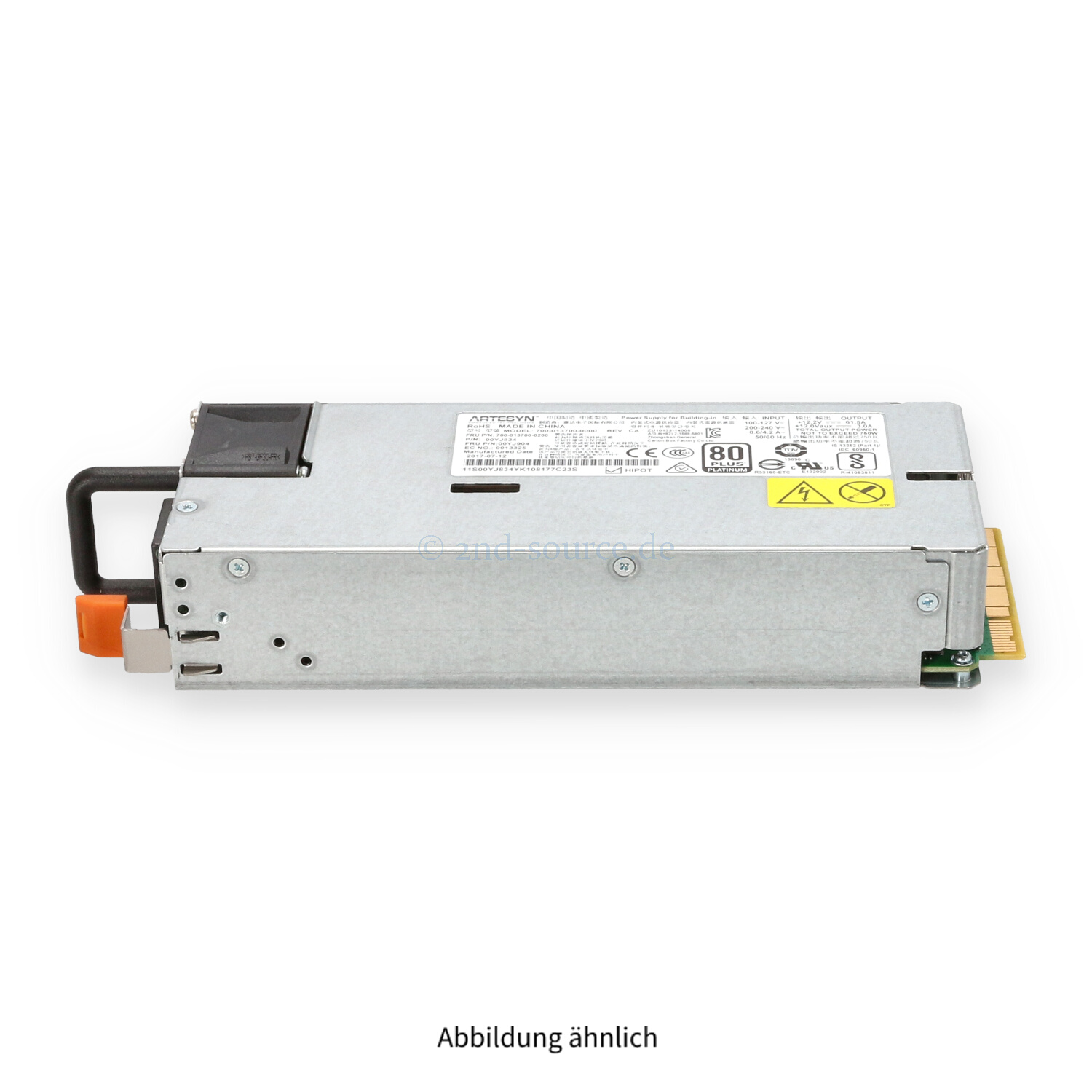 Lenovo Artesyn 750W Hot Plug Power Supply 00YJ904 00YJ834