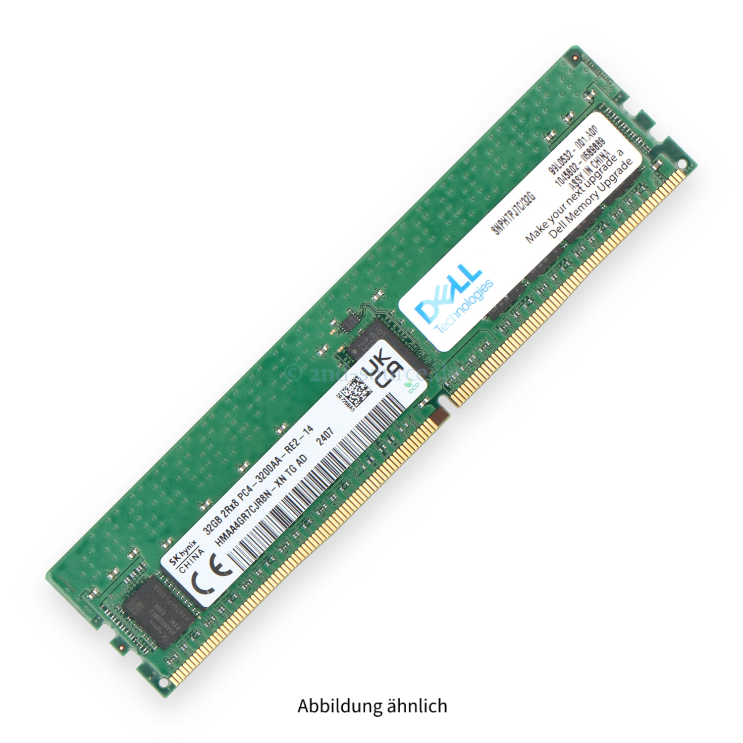 Dell 32GB PC4-25600AA-R DIMM Dual Rank x8 (DDR4-3200) Registered ECC SNPHTPJ7C/32G