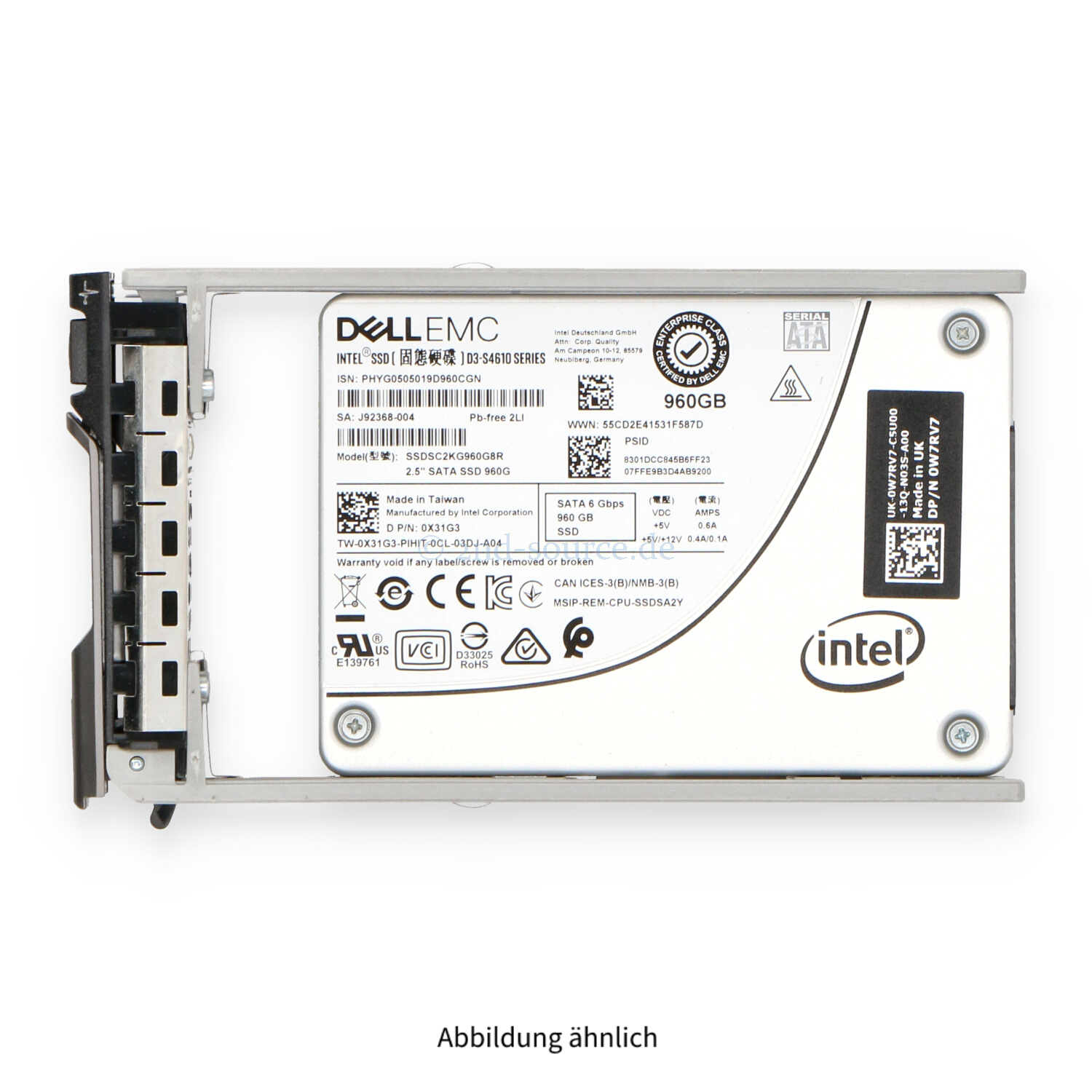 Dell 960GB SATA 6G SFF Mixed Use HotPlug SSD X31G3 0X31G3