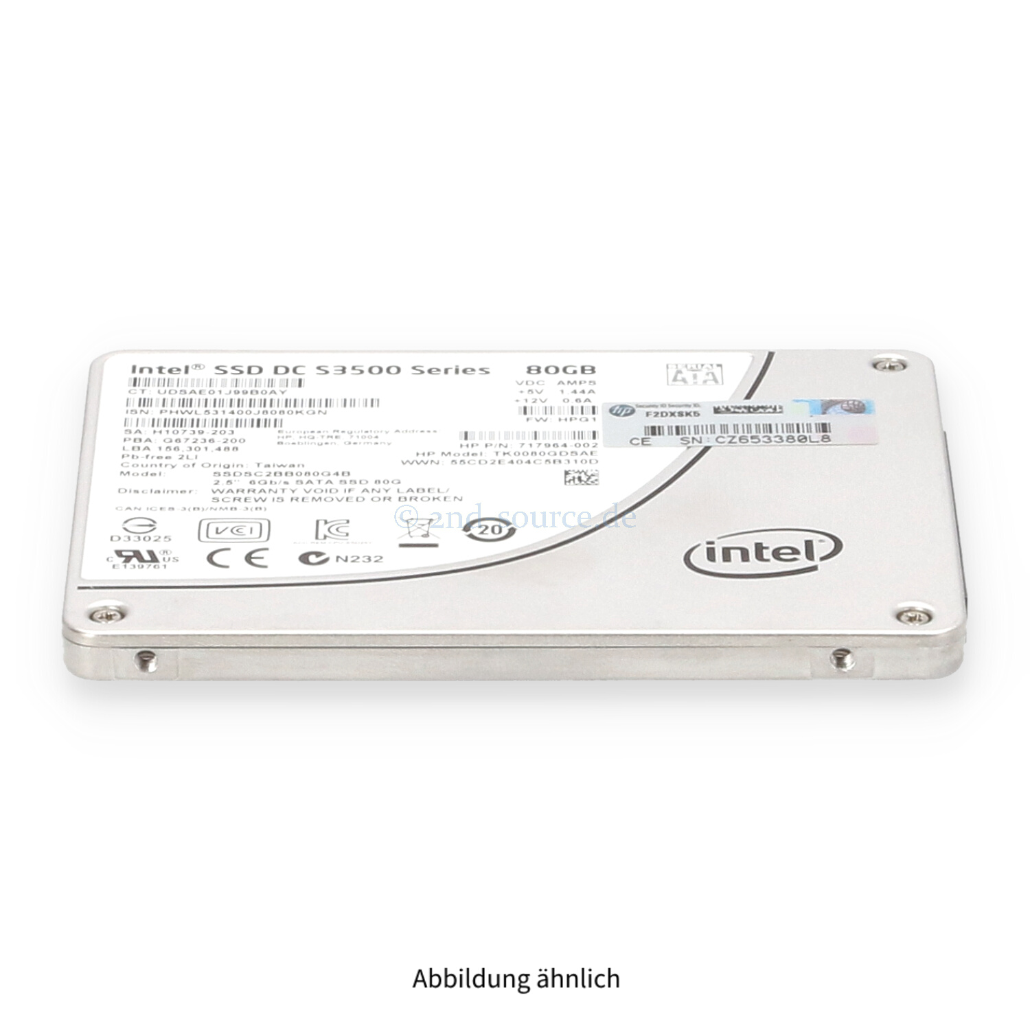 HPE 80GB SATA 6G SFF Value Endurance SSD 734562-001