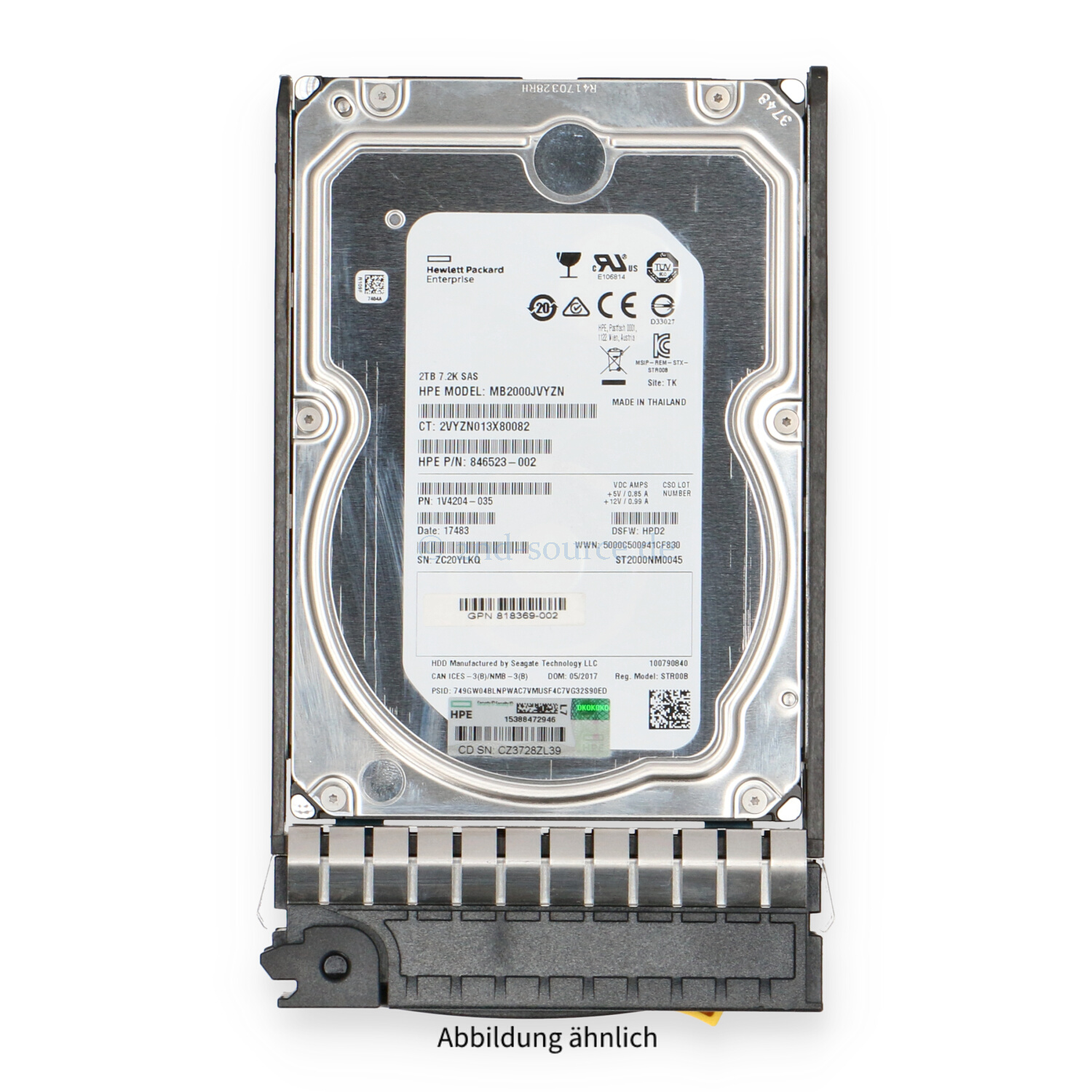 HPE 2TB 7.2k SAS 12G LFF HotPlug HDD 869727-001