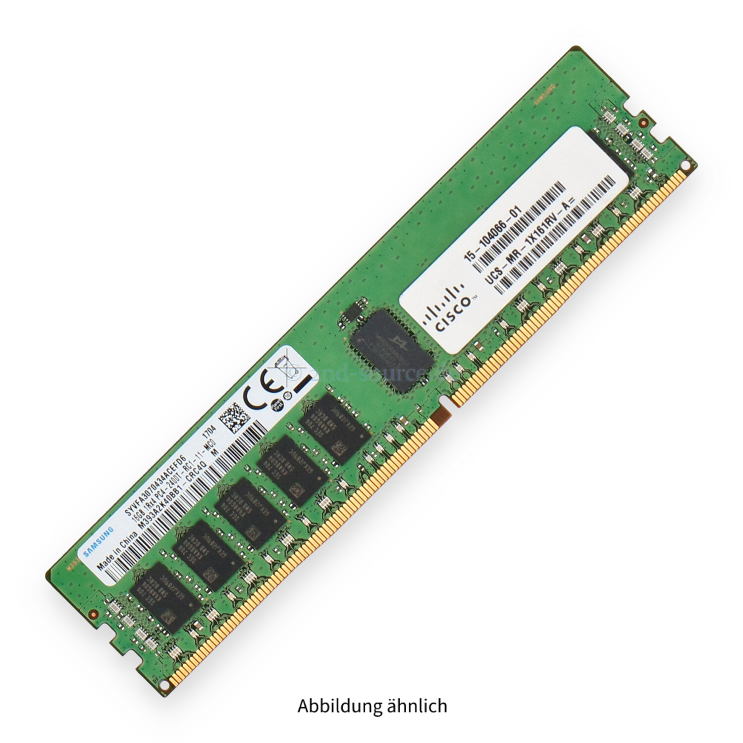 Cisco 16GB PC4-19200T-R DIMM Single Rank x4 (DDR4-2400) Registered ECC UCS-MR-1X161RV-A= 15-104066-01