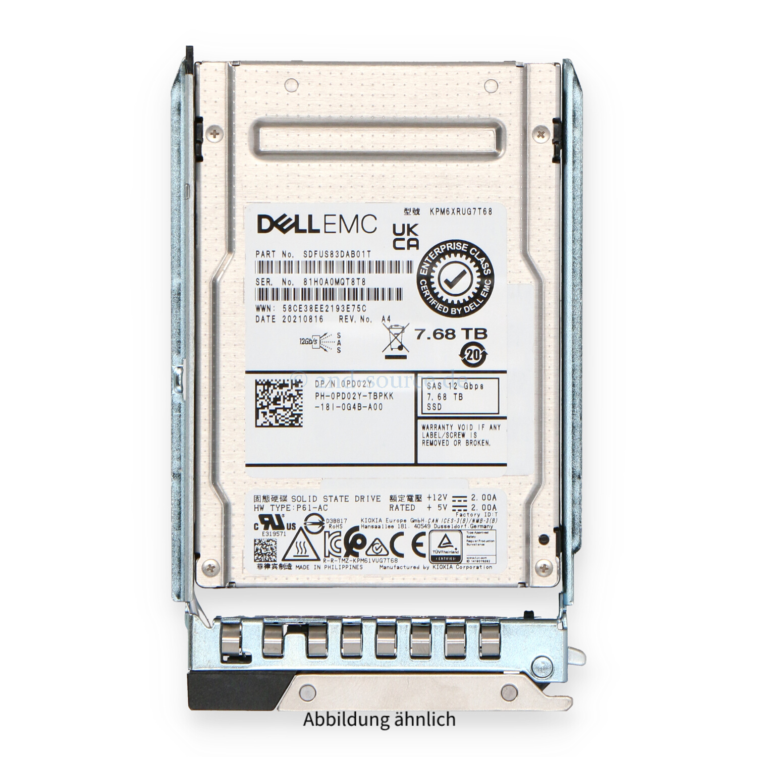Dell 7.68TB SAS 12G SFF Read Intensive HotPlug SSD PD02Y 0PD02Y