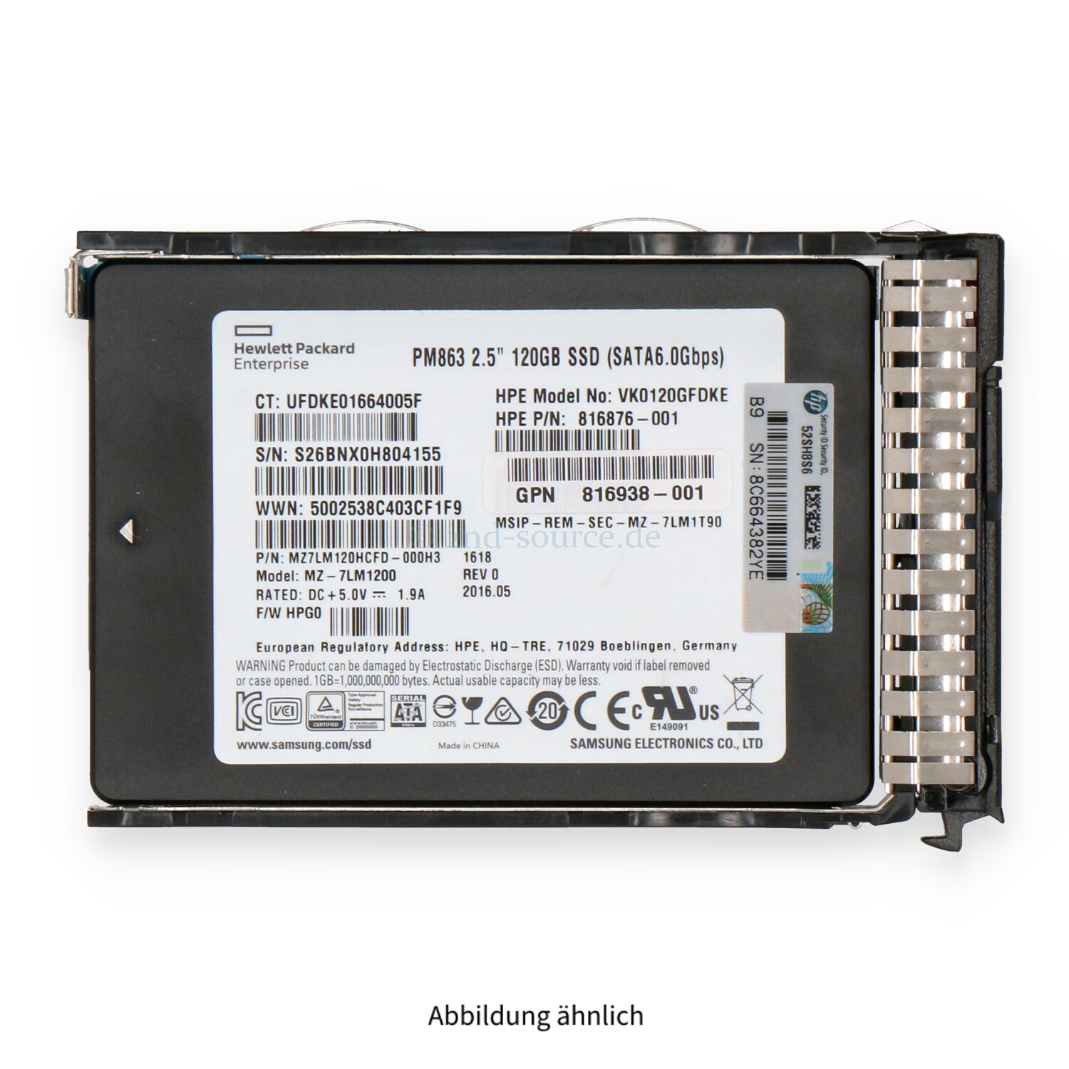HPE 120GB SATA 6G SFF Read Intensive SC HotPlug SSD 816879-B21 817061-001