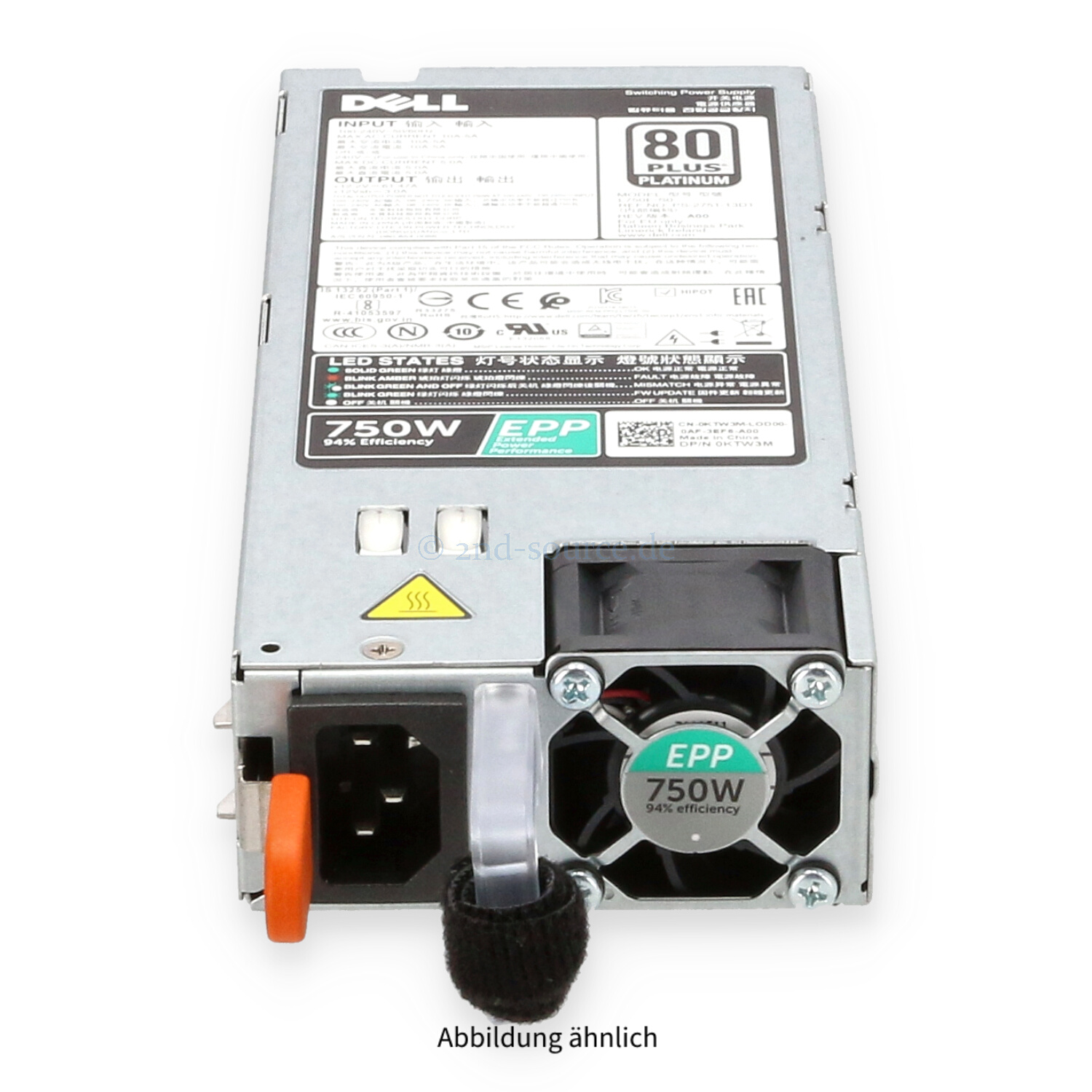 Dell 750W 80 Plus Platinum HotPlug Power Supply KTW3M 0KTW3M Dell 750W 80 Plus Platinum HotPlug Power Supply KTW3M 0KTW3M