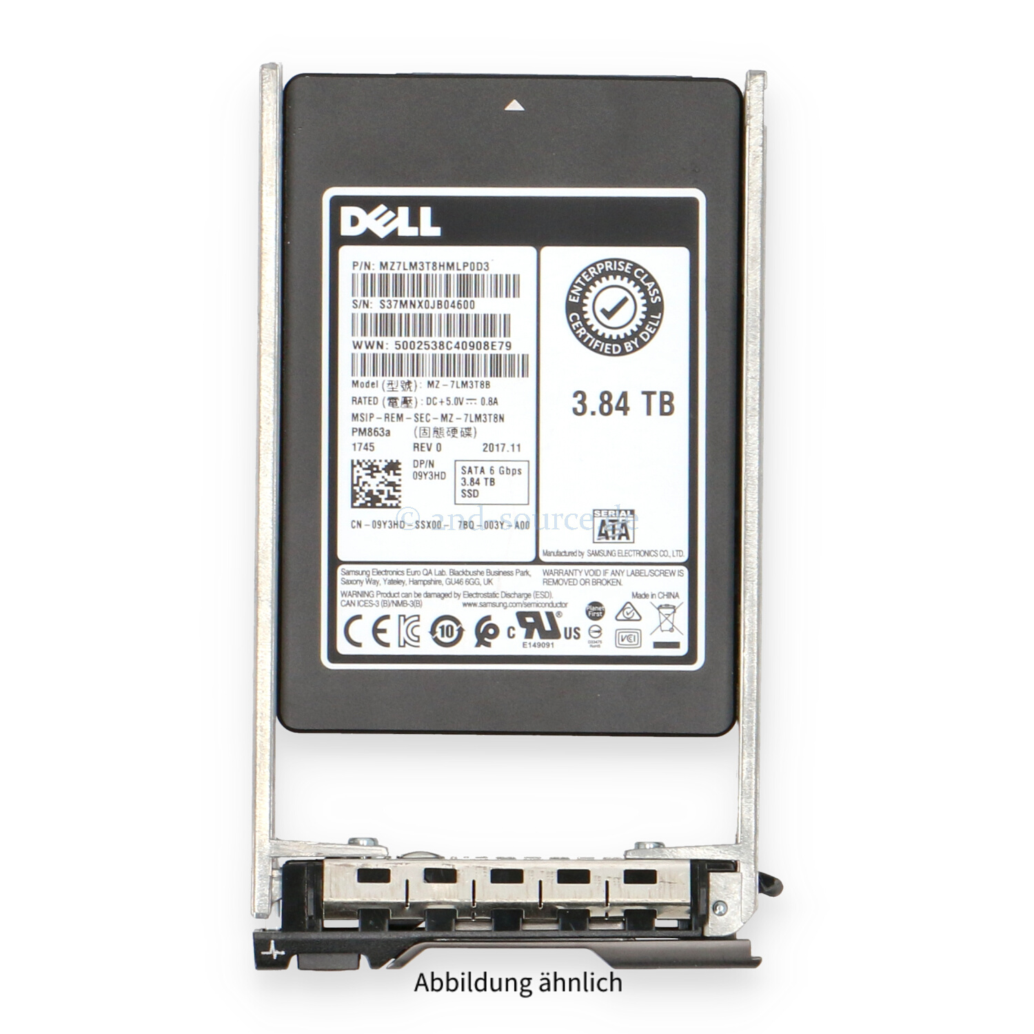 Dell 3.84TB SATA 6G SFF Read Intensive HotPlug SSD 9Y3HD 09Y3HD
