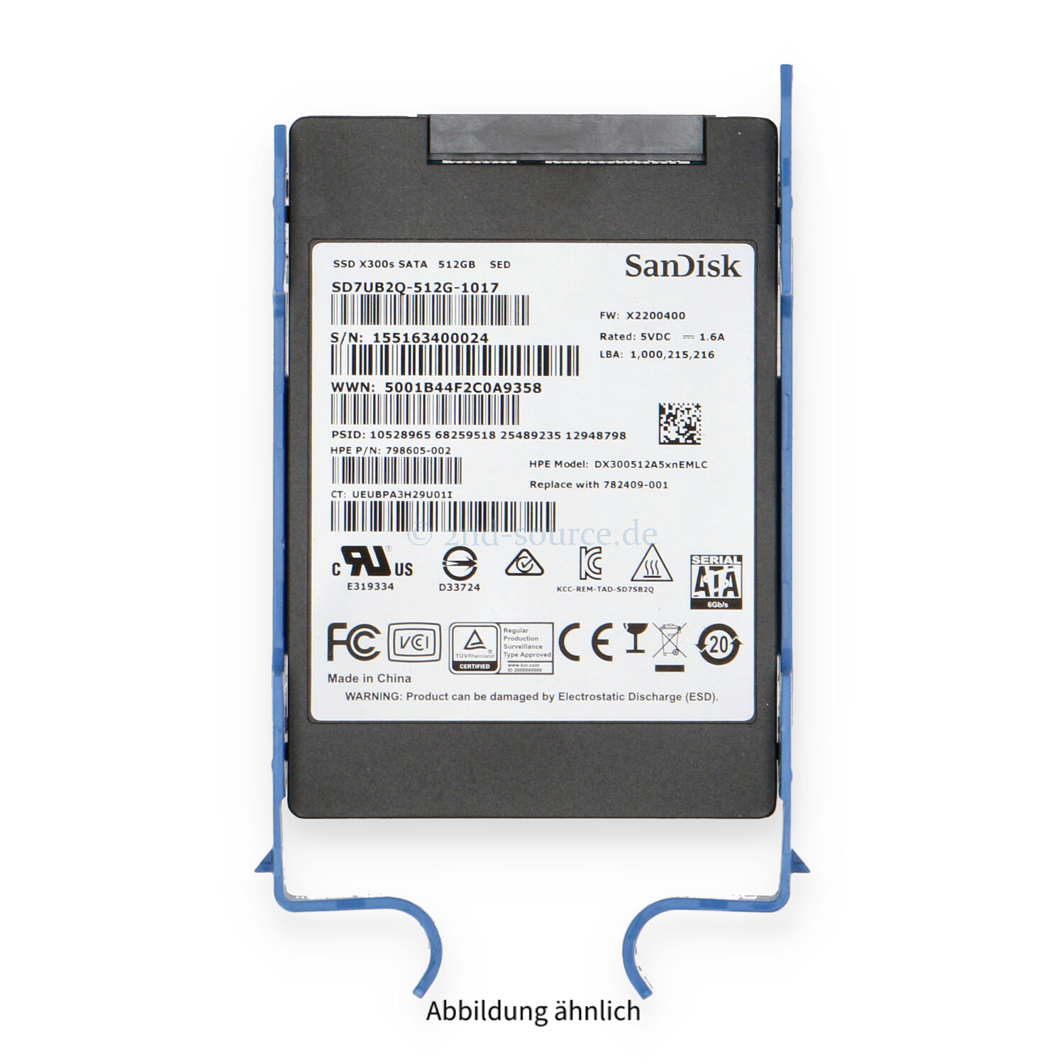 HPE 3PAR 512GB SATA 6G SFF Self Encrypting Node Drive StoreServ 20000 782409-001